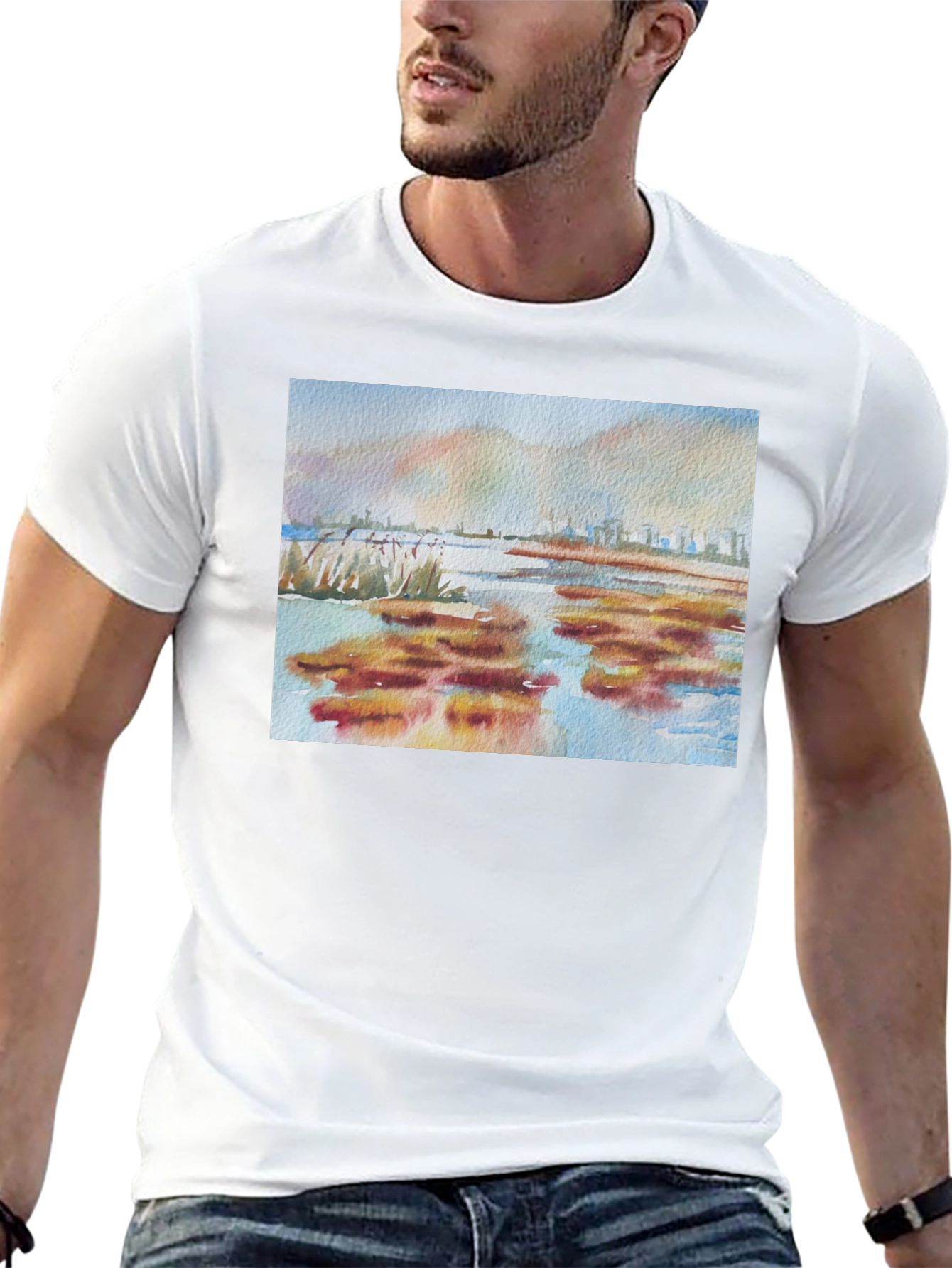 Black Watercolor Landscape Tee - Artistic Comfort view 13