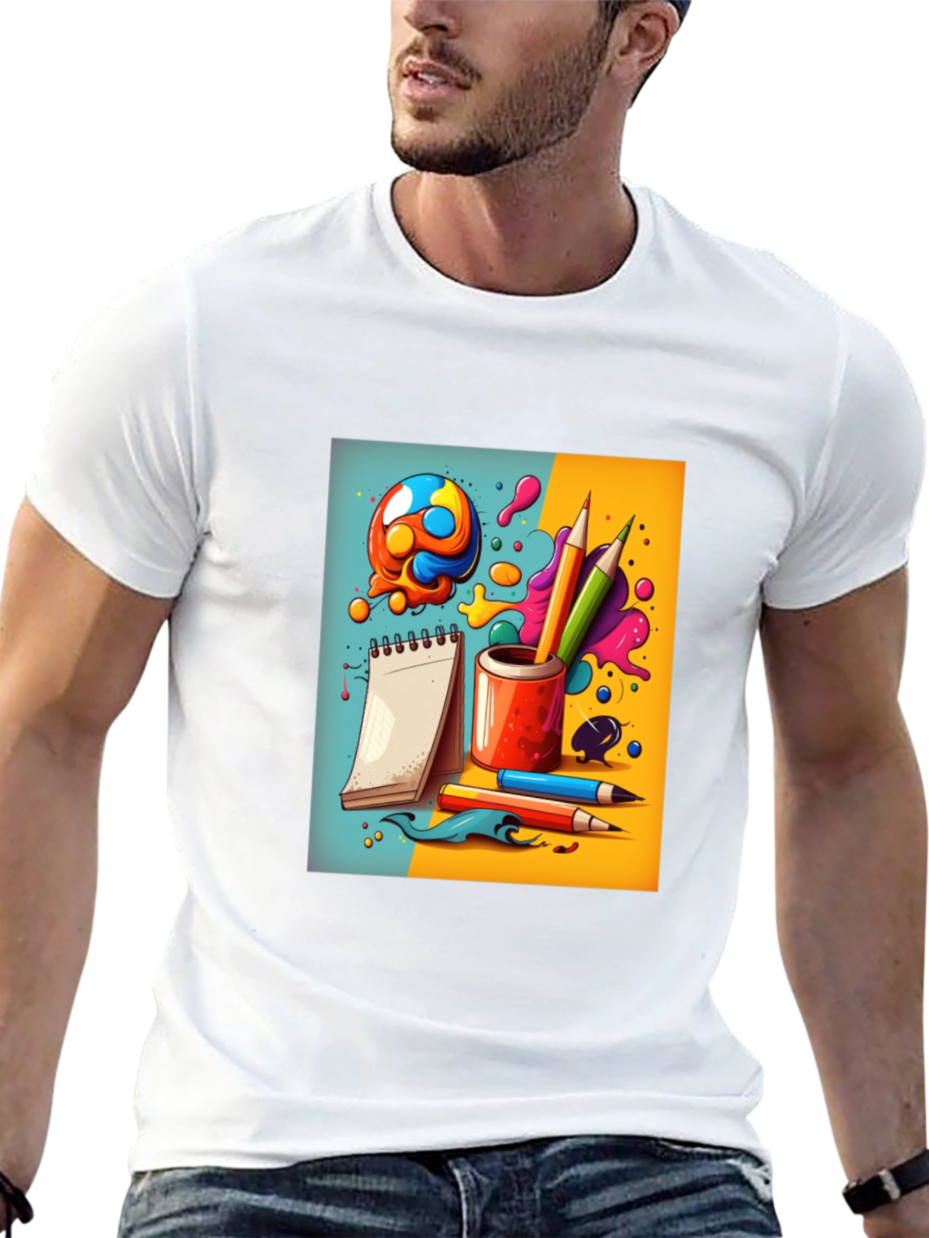 Black Creative Doodles Graphic T-Shirt - Artist's Dream view 13