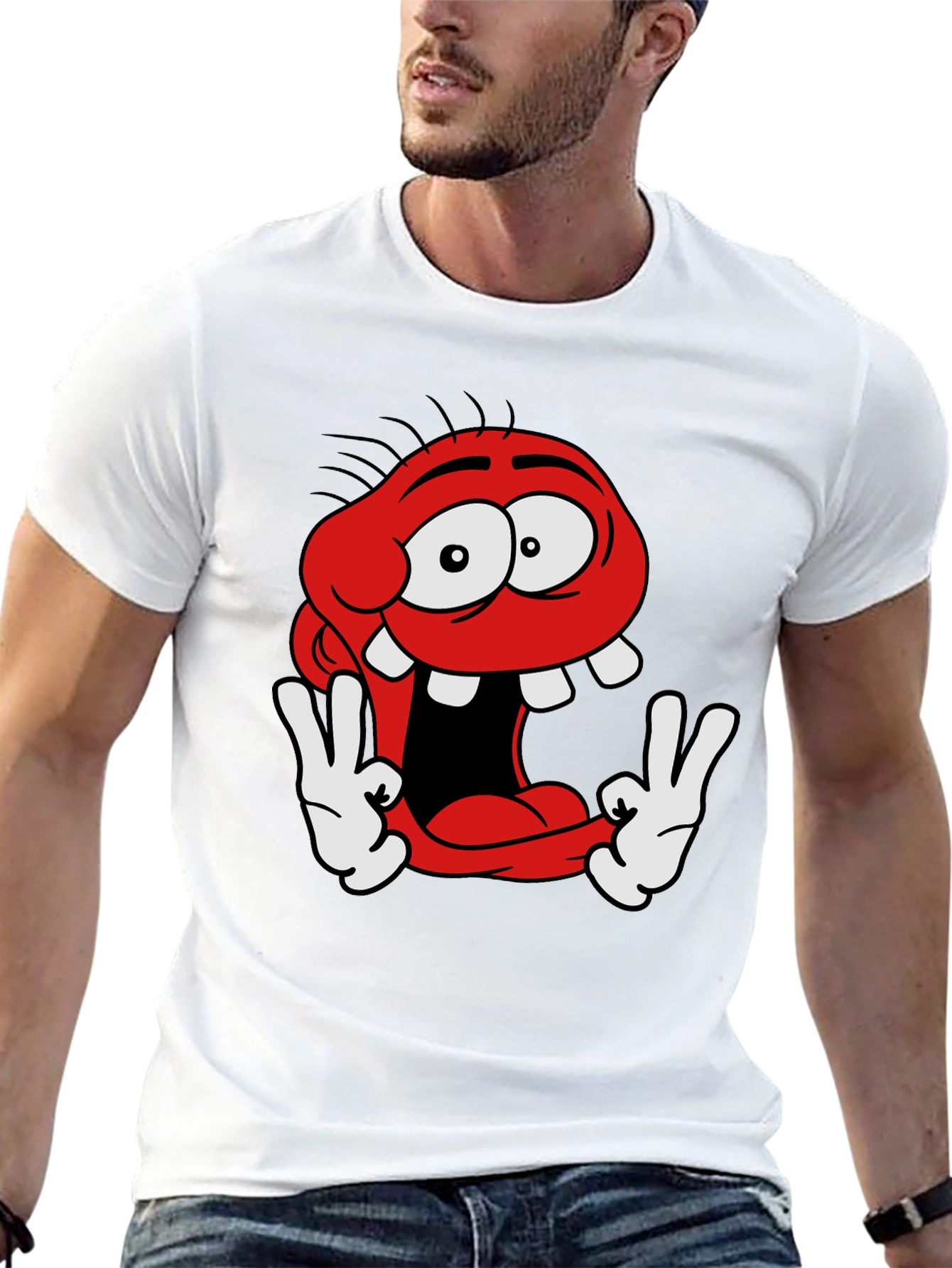 Black Funny Cartoon Character Graphic Tee view 13