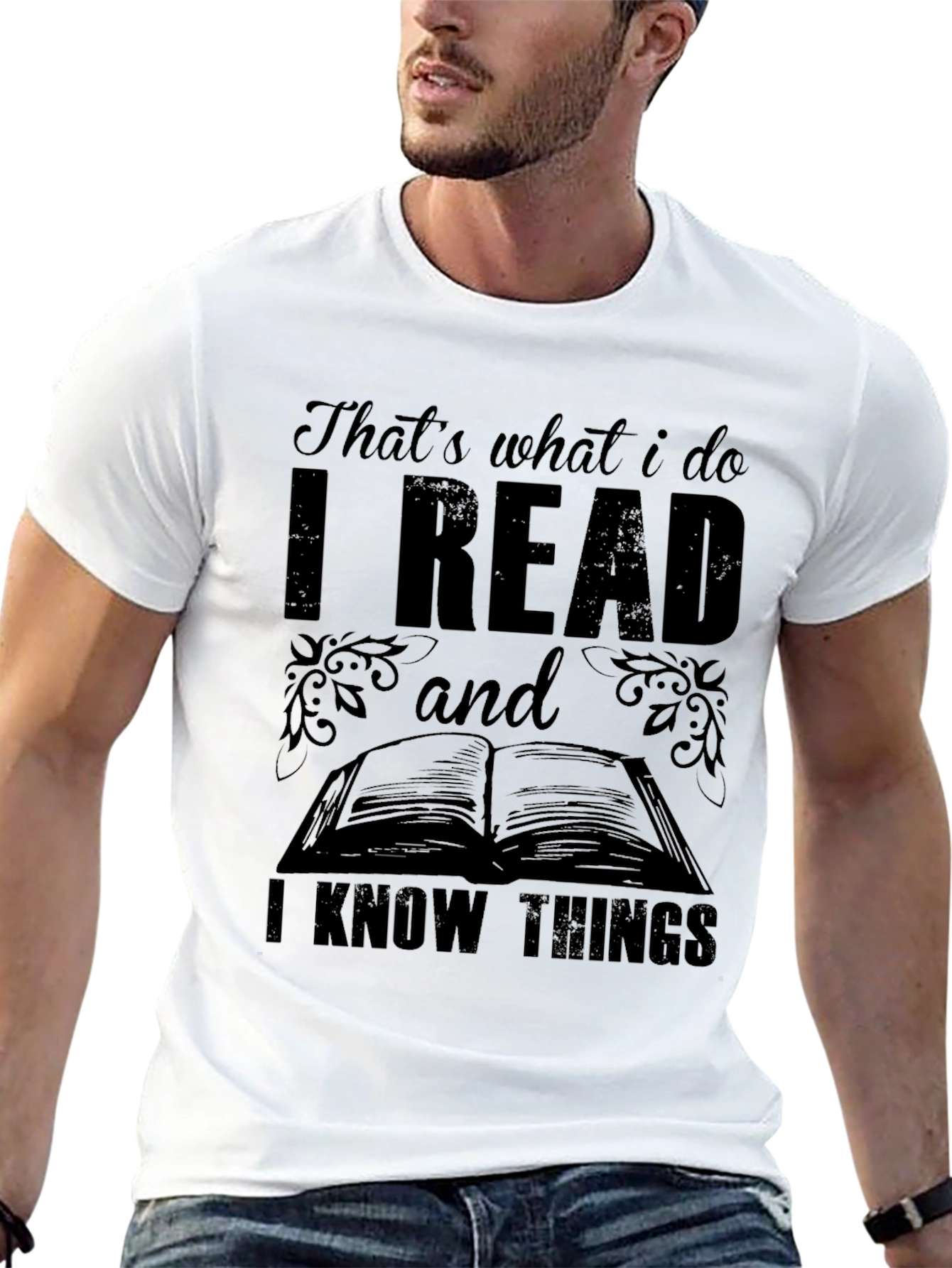 Black I Read and I Know Things Black T-Shirt view 13