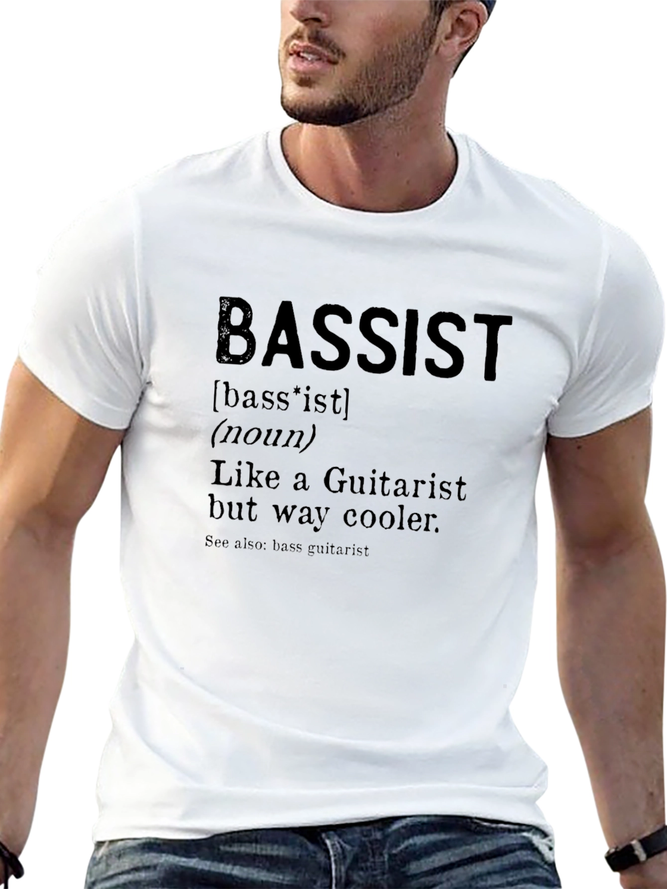 Black Bassist Definition T-Shirt - Musician Humor Tee view 13
