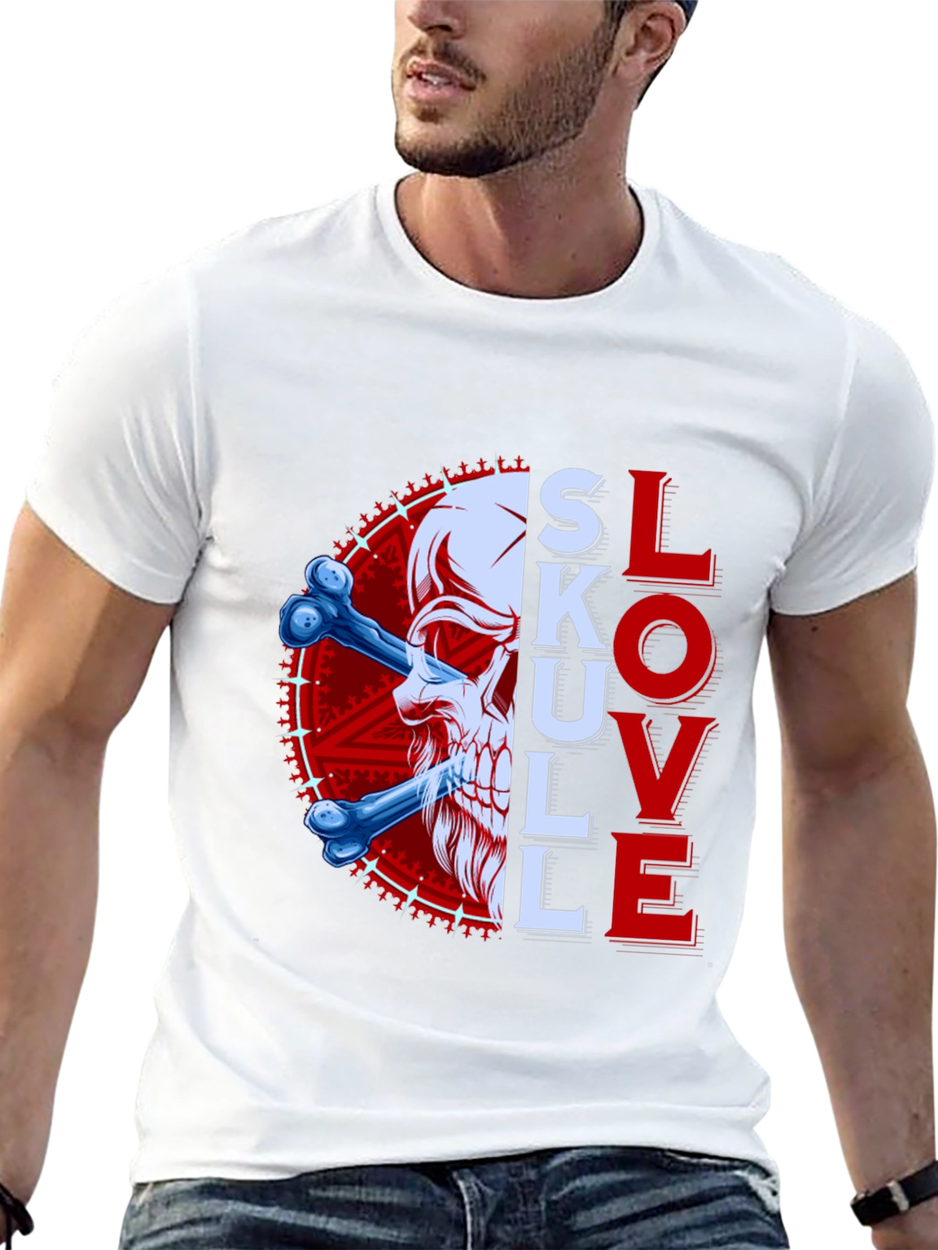 Black Skull & Bones Graphic Tee - Love and Death Shirt view 13