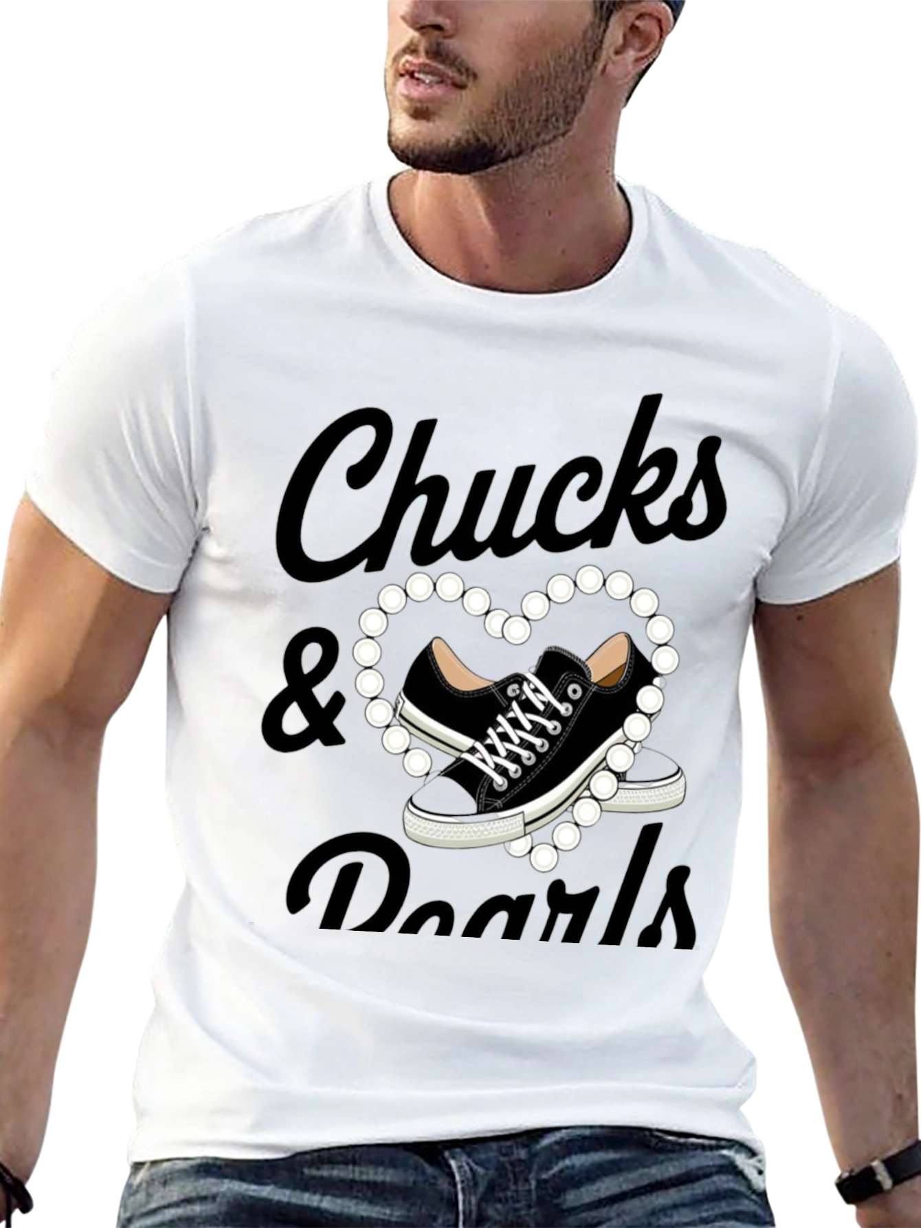 Black Chuck's & Pearls Graphic T-Shirt view 13