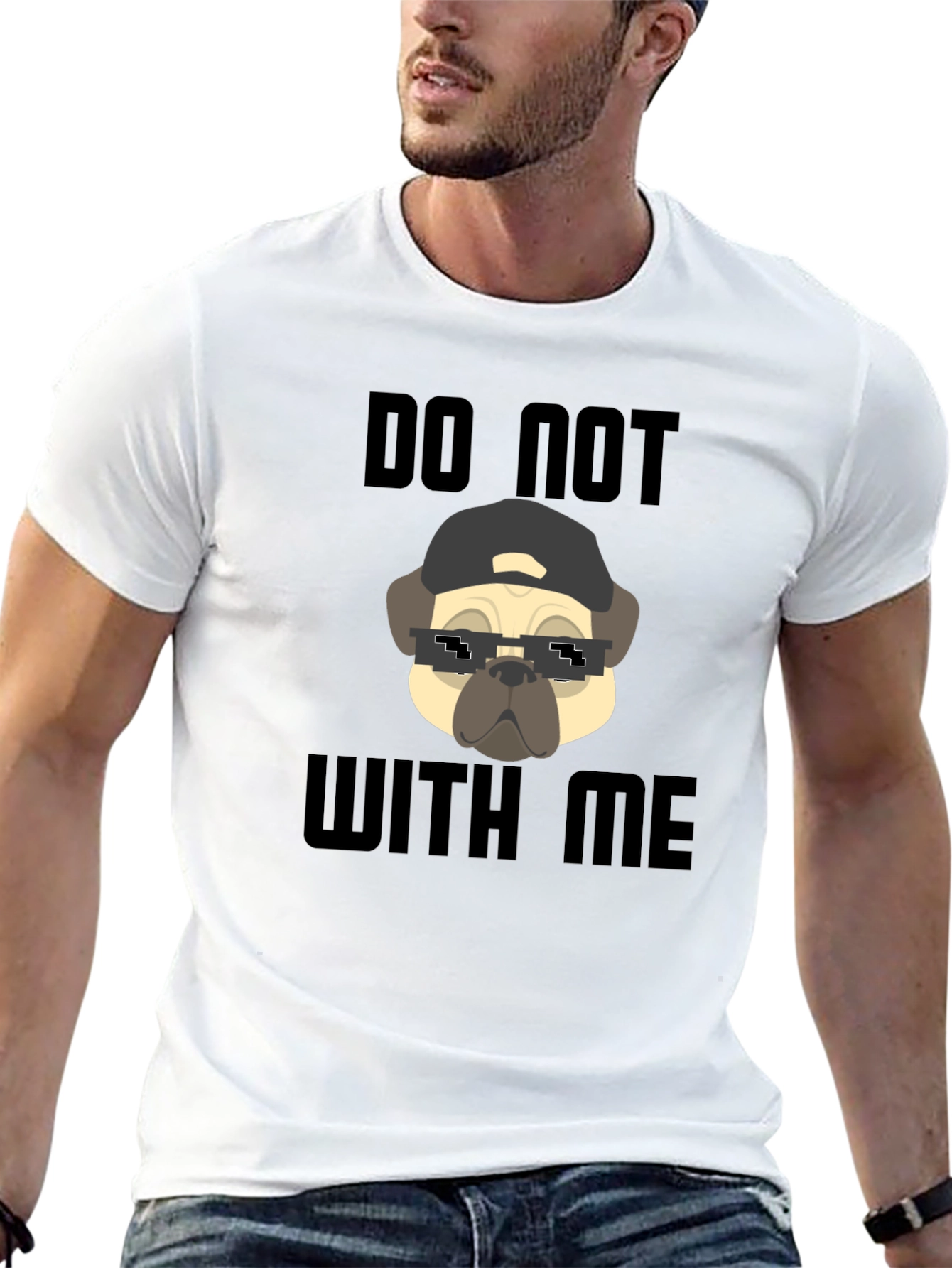 Black Funny Pug Do Not With Me Black T-Shirt view 13