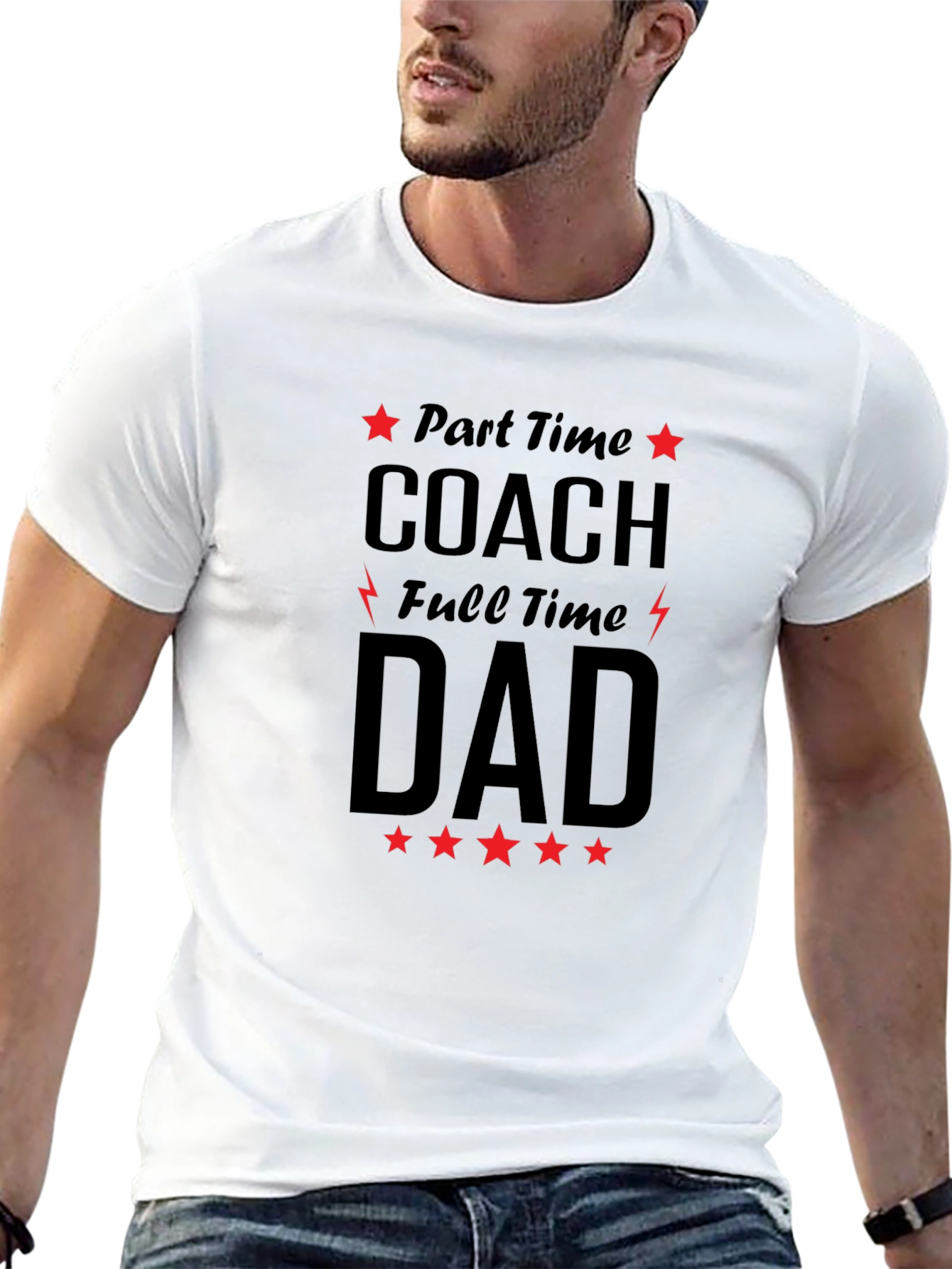 Black Part-Time Coach Full-Time Dad Graphic Tee view 13