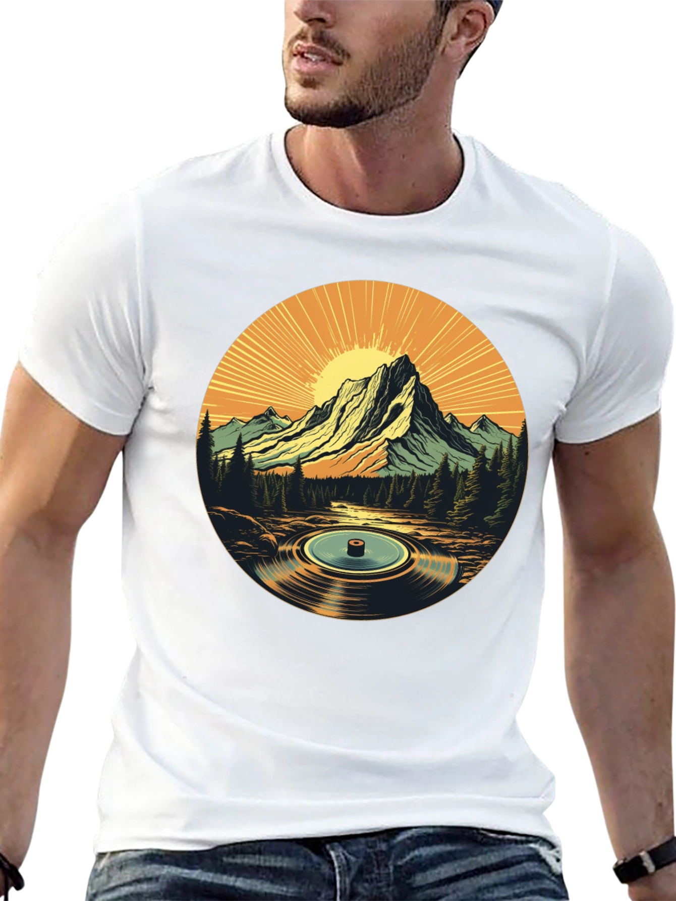 Black Mountain Vinyl Record Graphic T-Shirt view 13