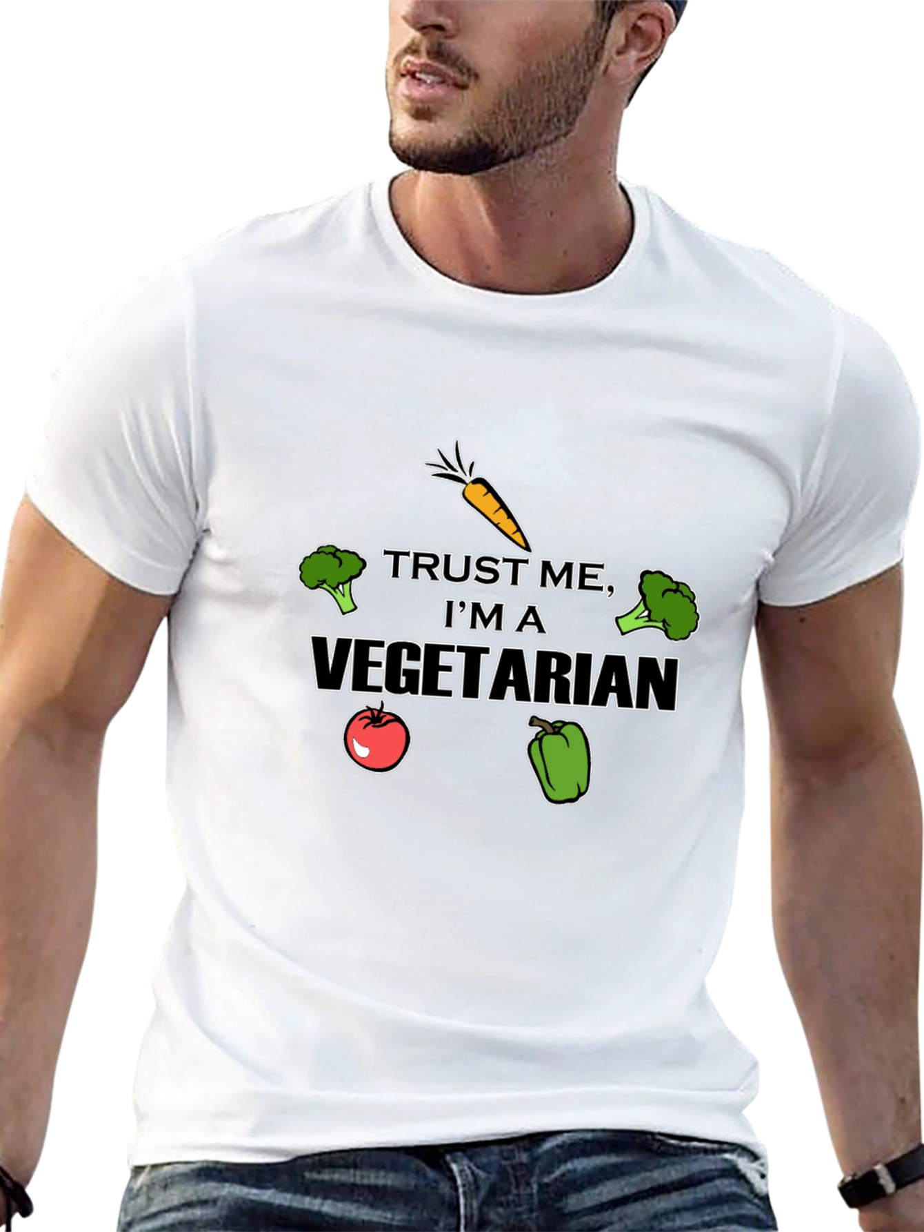 Black Vegetarian Graphic T-Shirt - Funny Vegan Tee view 13