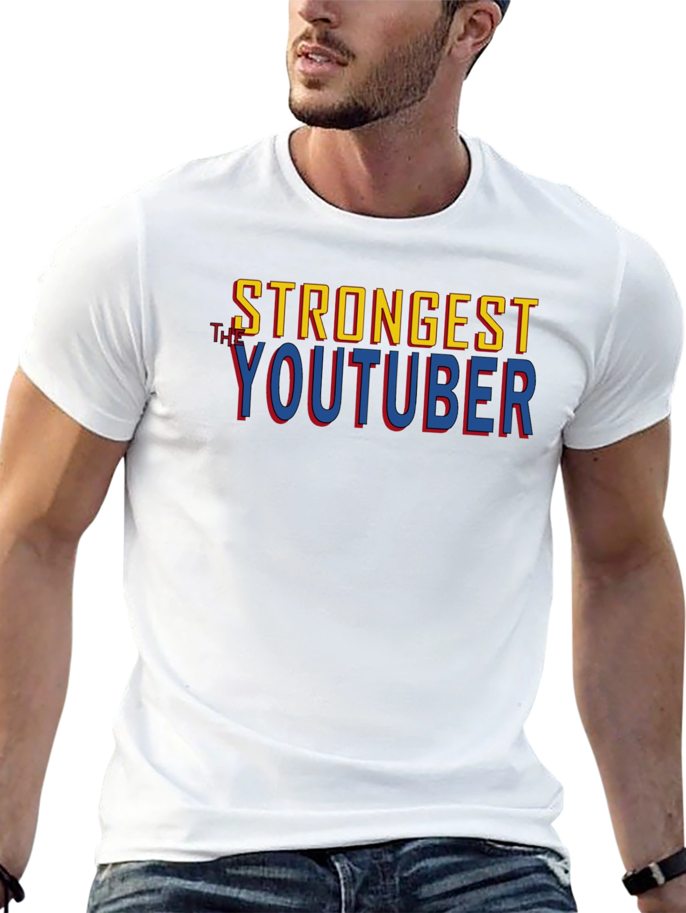 Black Strongest Youtuber T-Shirt - Black Cotton Graphic Tee view 13