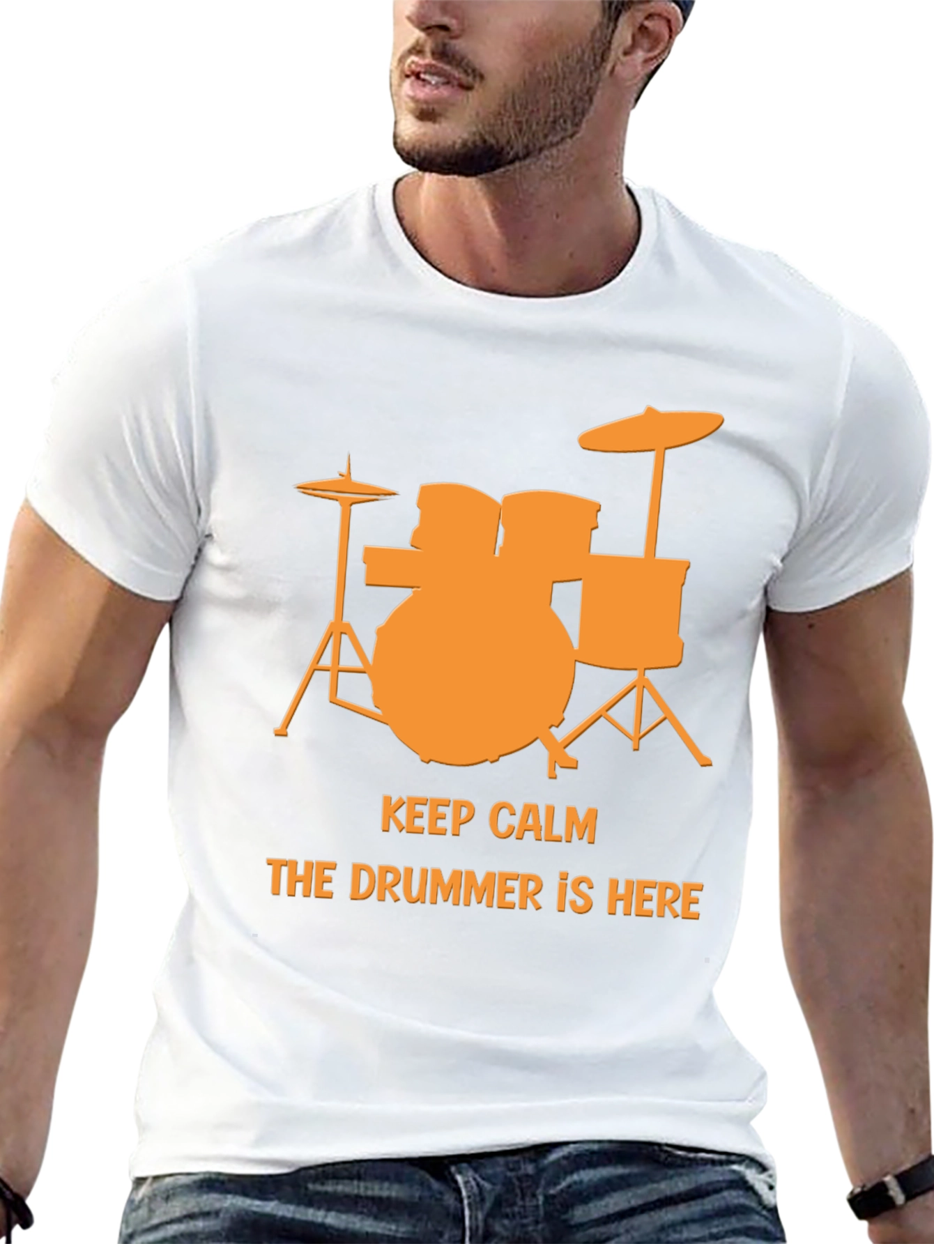 Black Keep Calm The Drummer Is Here T-Shirt view 13