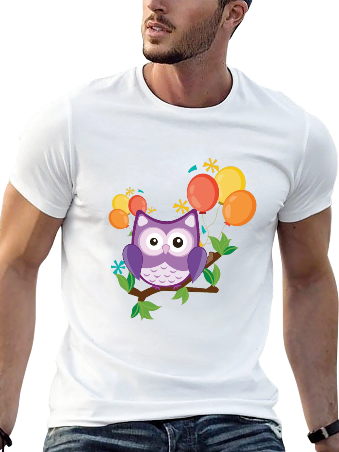 Cute Owl on Branch Graphic Tee - 13