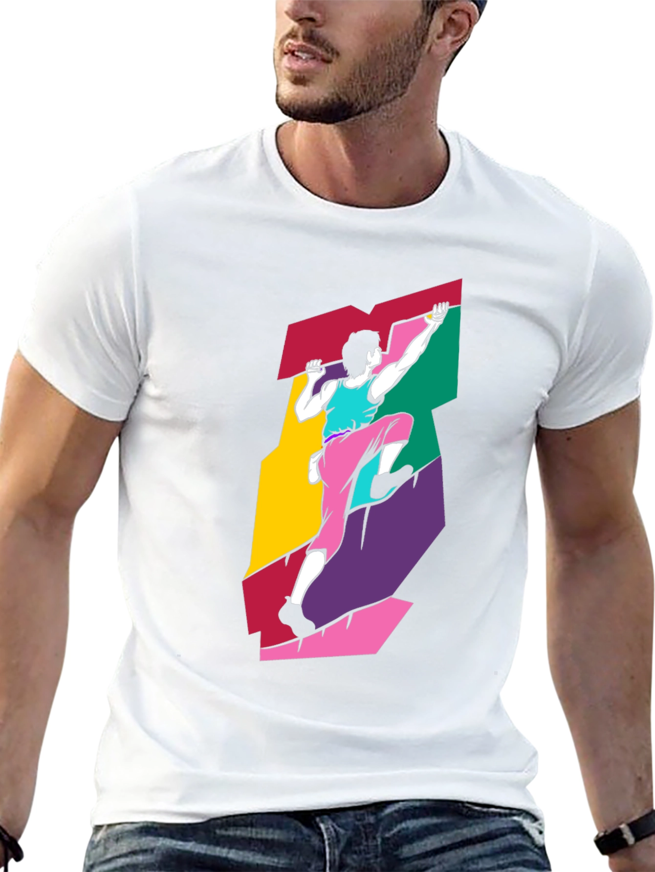 Black Retro Rock Climbing T-Shirt - Unique Graphic Tee view 13