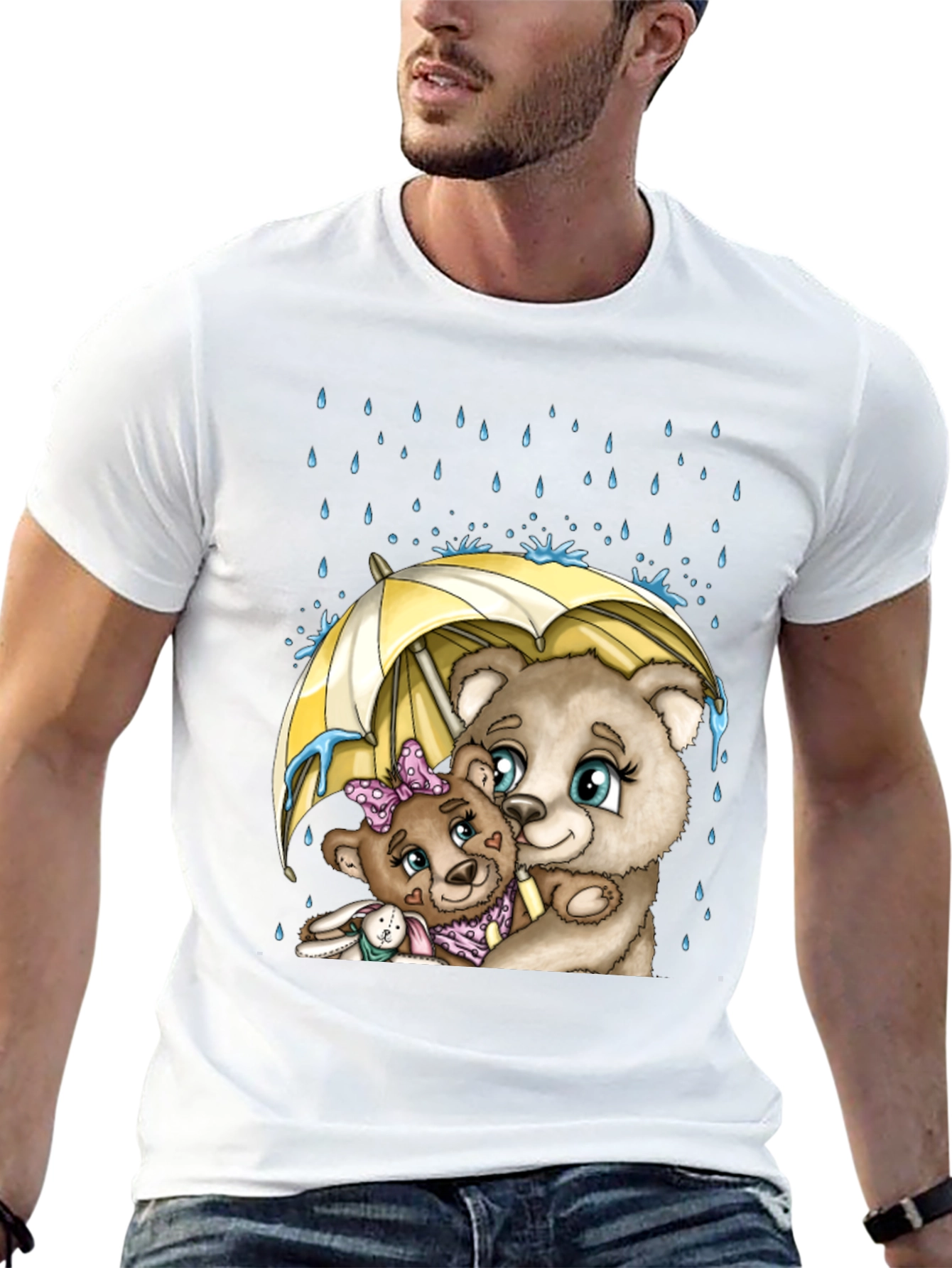 Black Bear Family Under Umbrella T-Shirt view 13