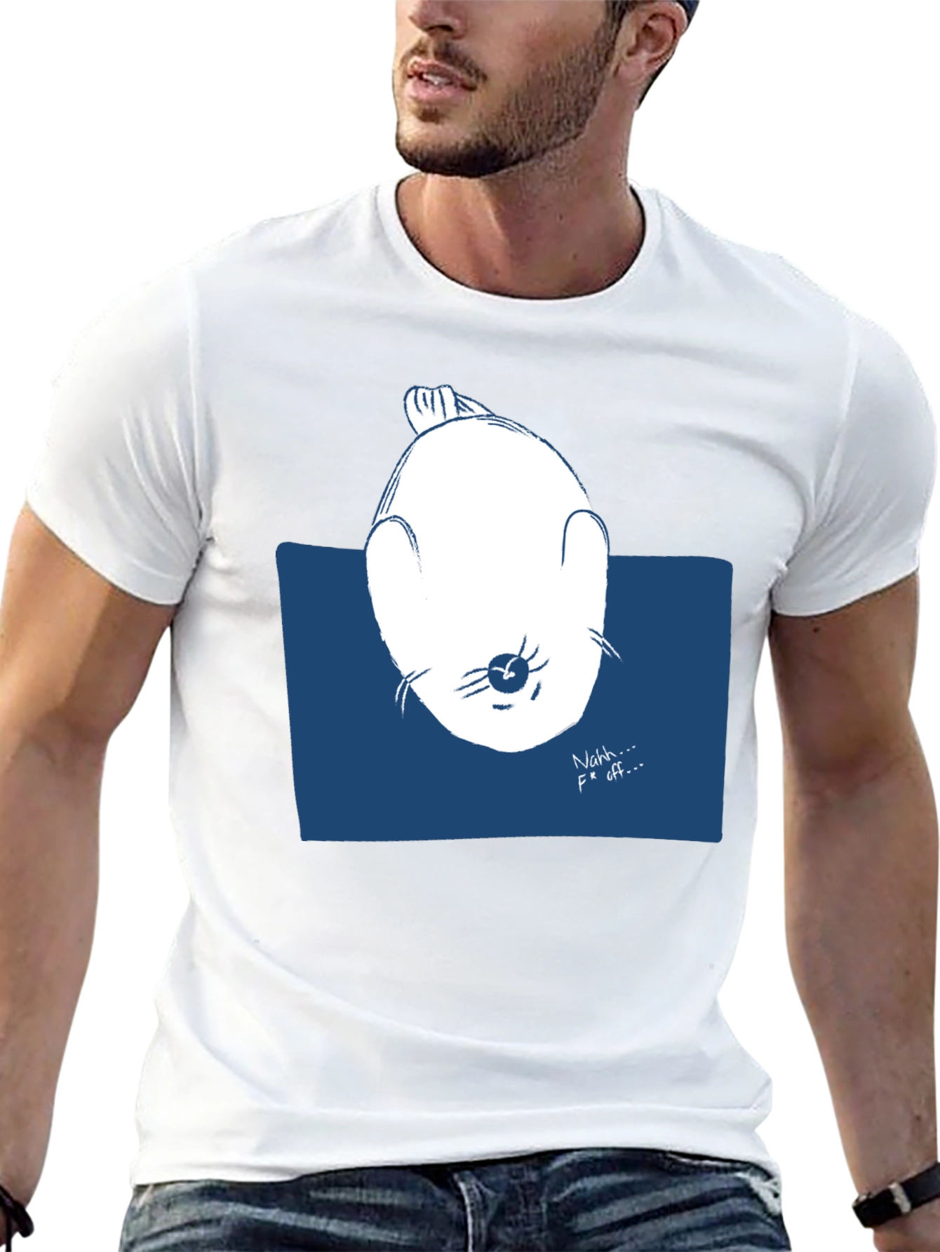 Black Funny Seal Graphic Tee - "Nahh... F Off..." Black T-Shirt view 13