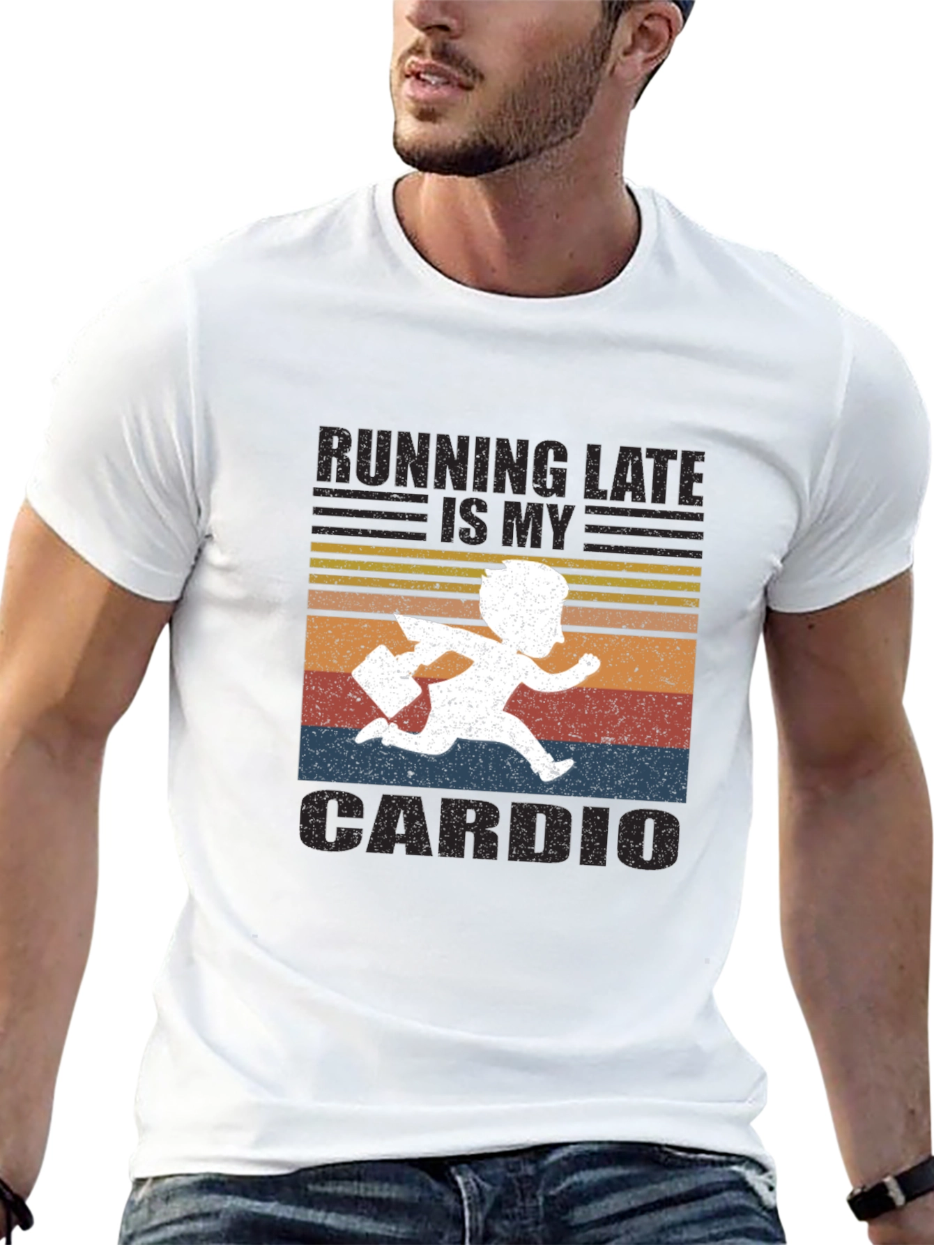 Black Running Late is My Cardio Graphic Tee view 13