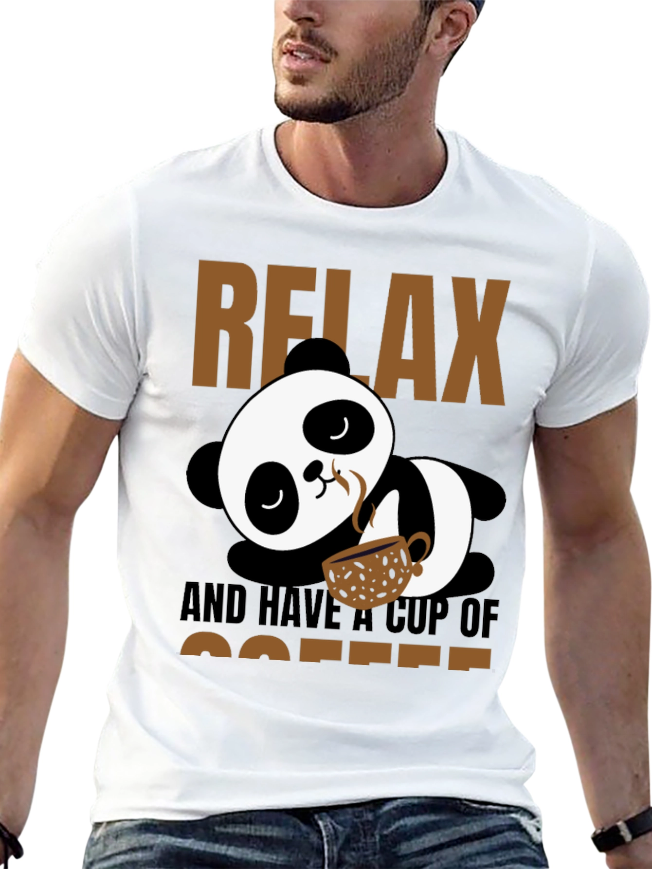 Black Relax Panda Coffee T-Shirt view 13