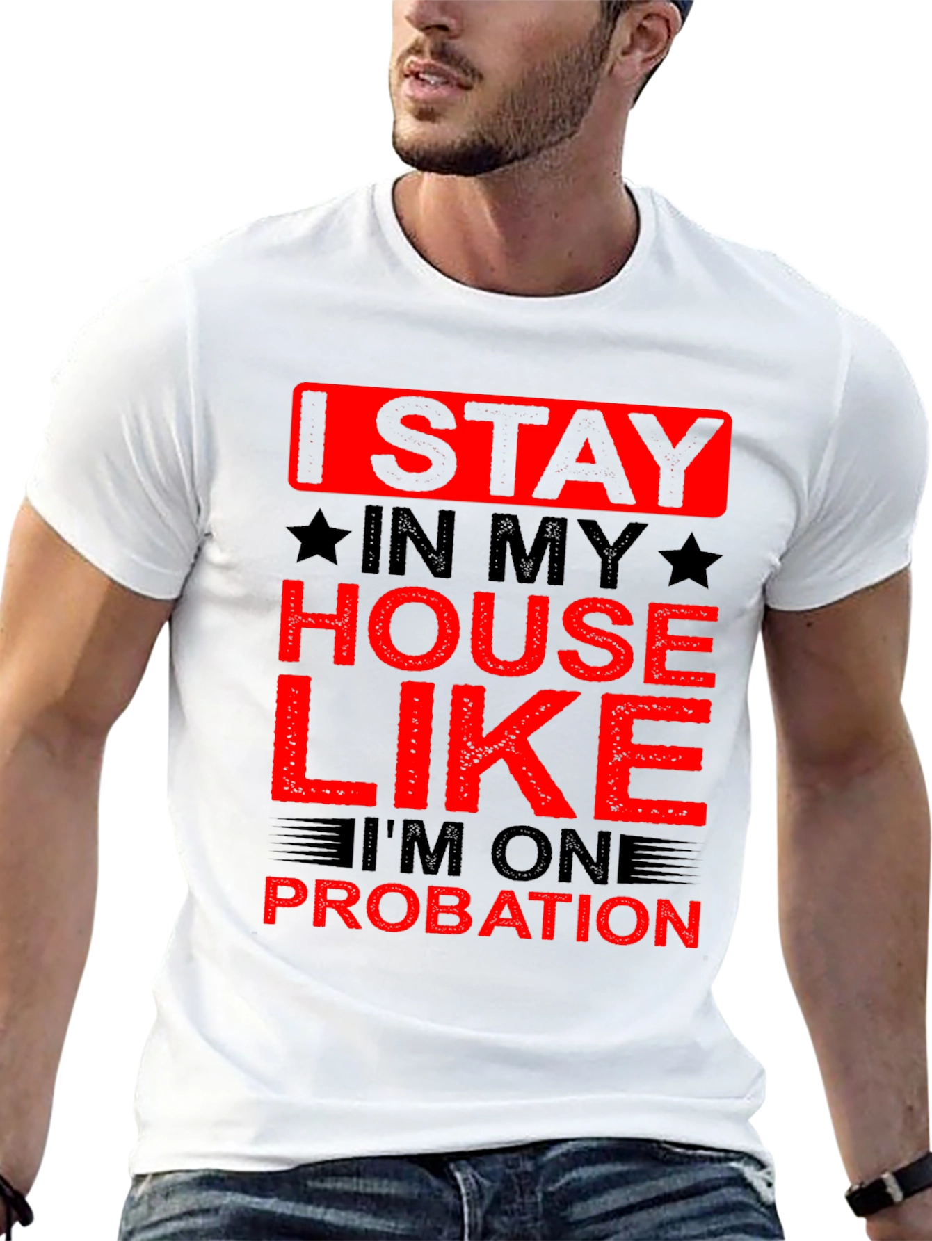 Black Stay Home Probation Graphic T-Shirt view 13