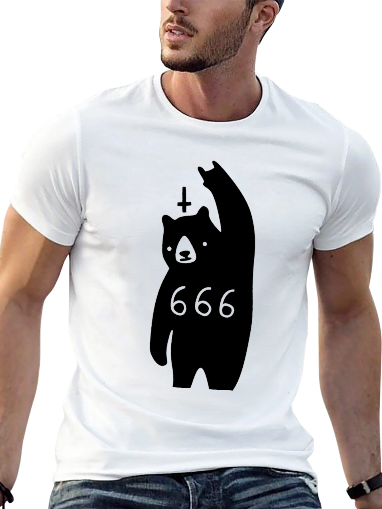 Black Black Bear 666 Graphic Tee - Rock & Roll Style view 13