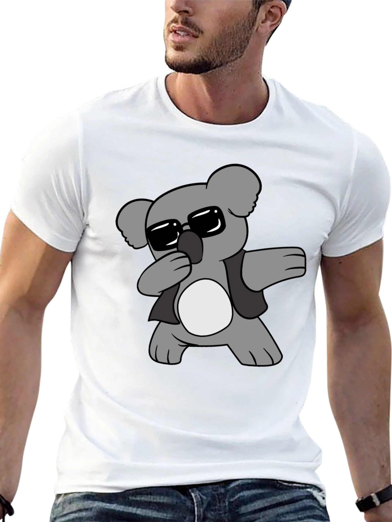 Black Cool Koala Dabbing Graphic T-Shirt view 13