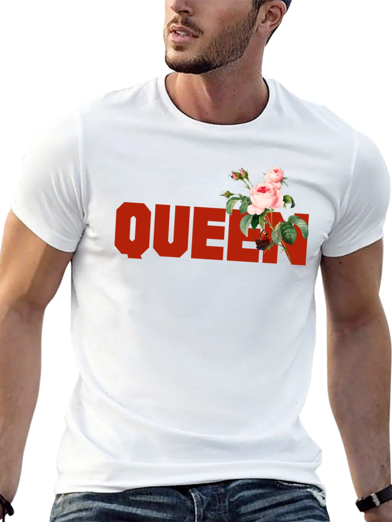 Black Queen Rose Graphic Tee - Black Cotton T-Shirt view 13