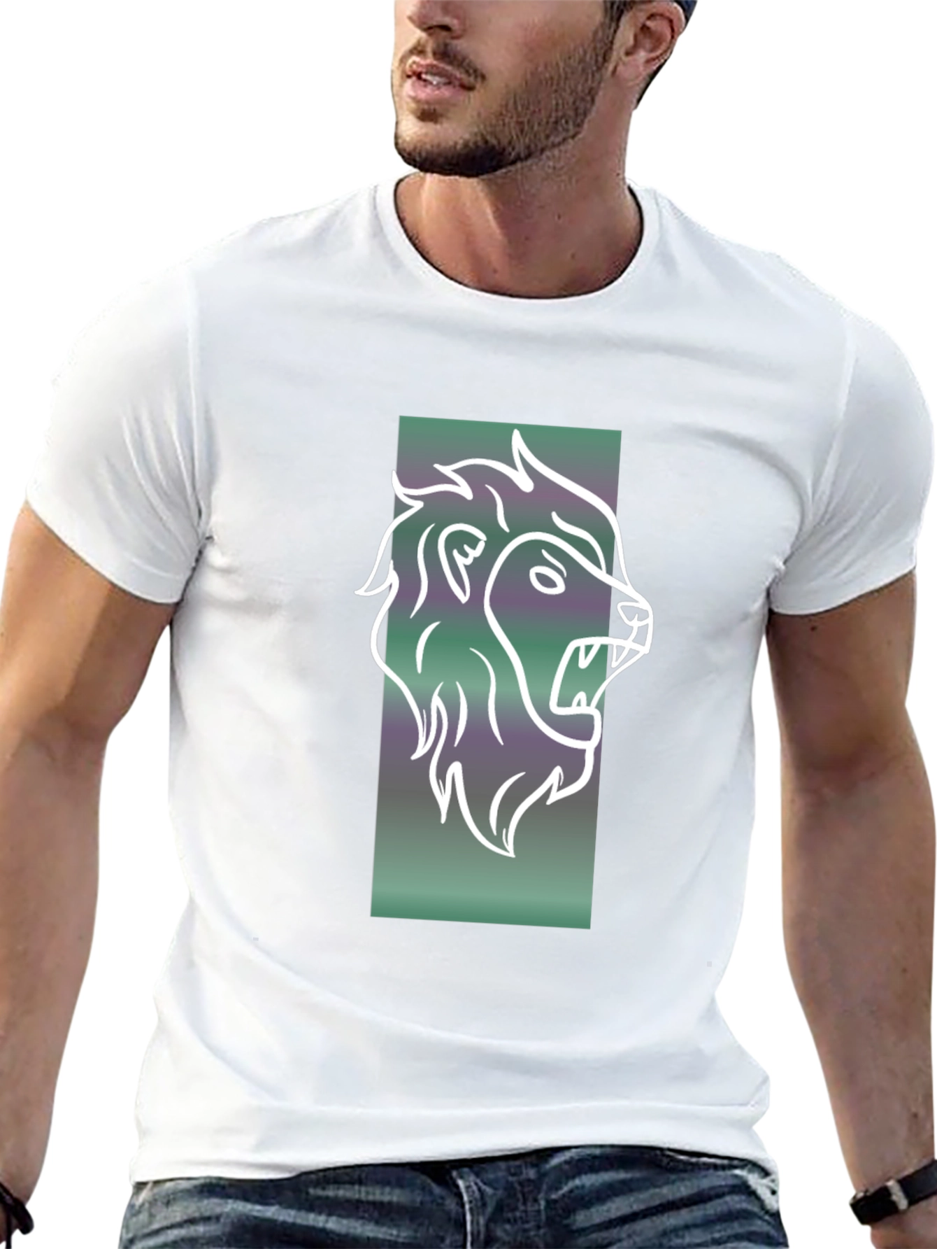 Black Lion Graphic Tee - Mens Black Cotton T-Shirt view 13