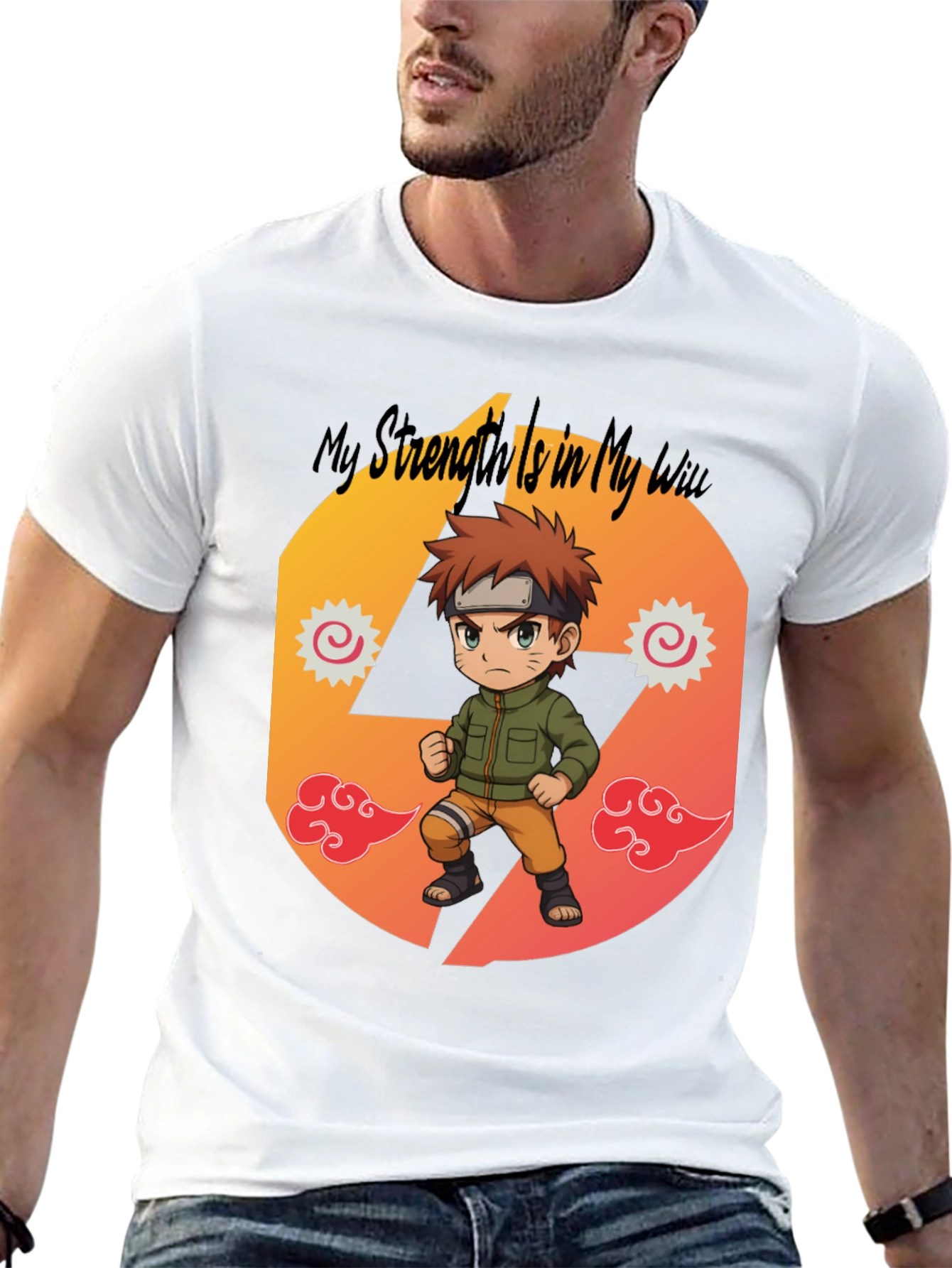 Black Anime Style Graphic Tee - My Strength Is My Way view 13