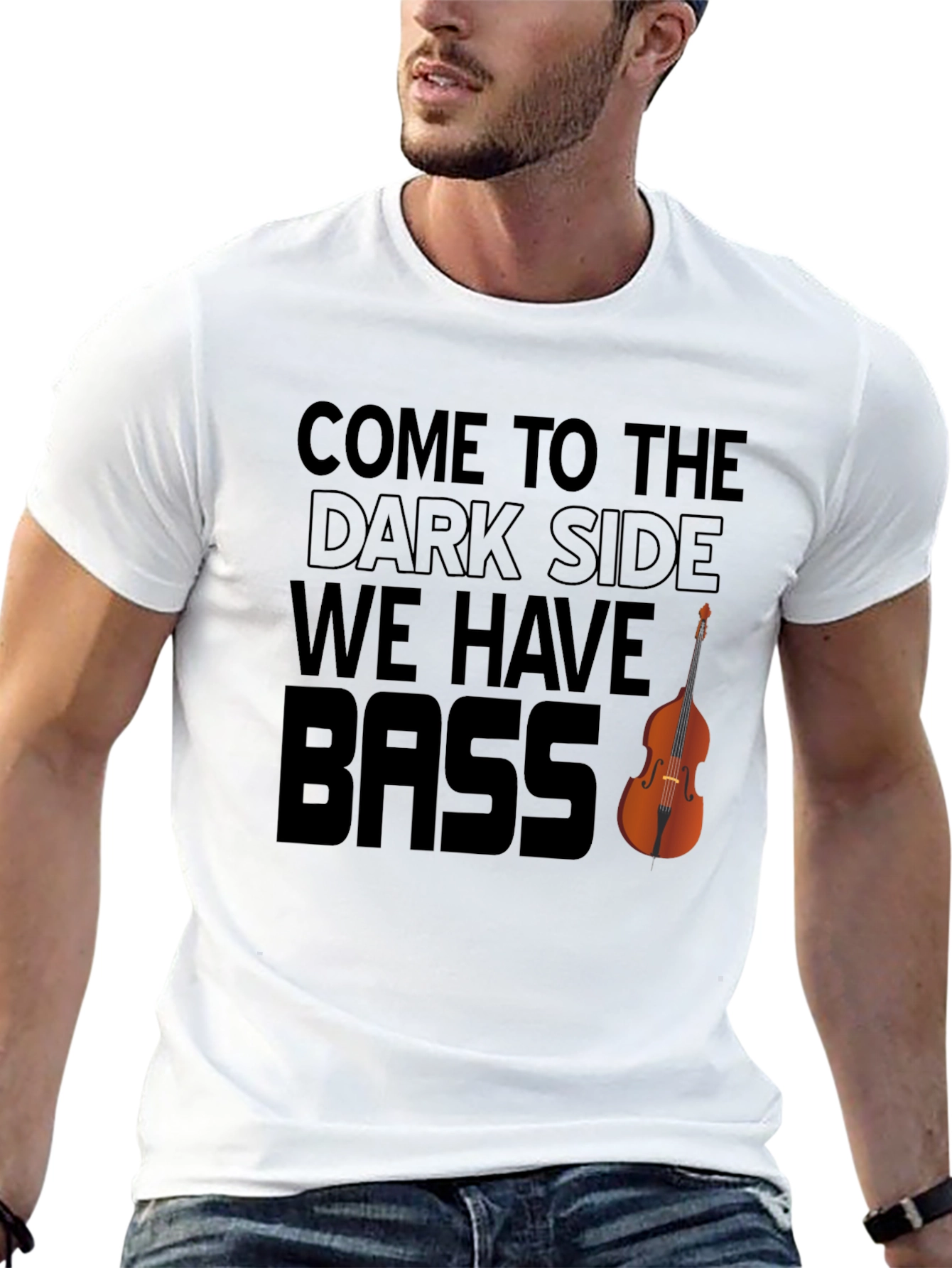 Black Come to the Dark Side - We Have Bass Funny Music T-Shirt view 13
