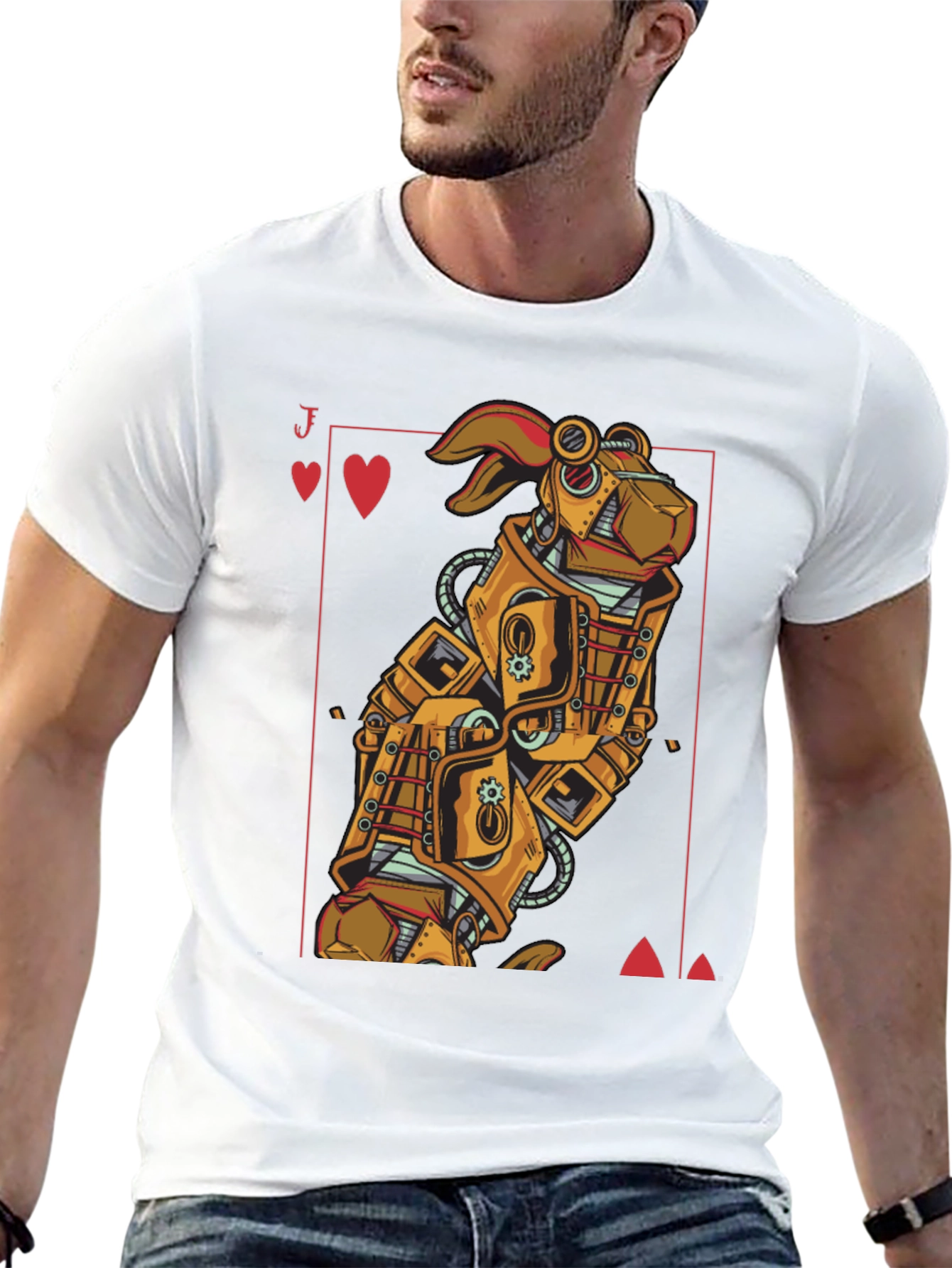 Black Steampunk Robot Rabbit T-Shirt - Jack of Hearts view 13