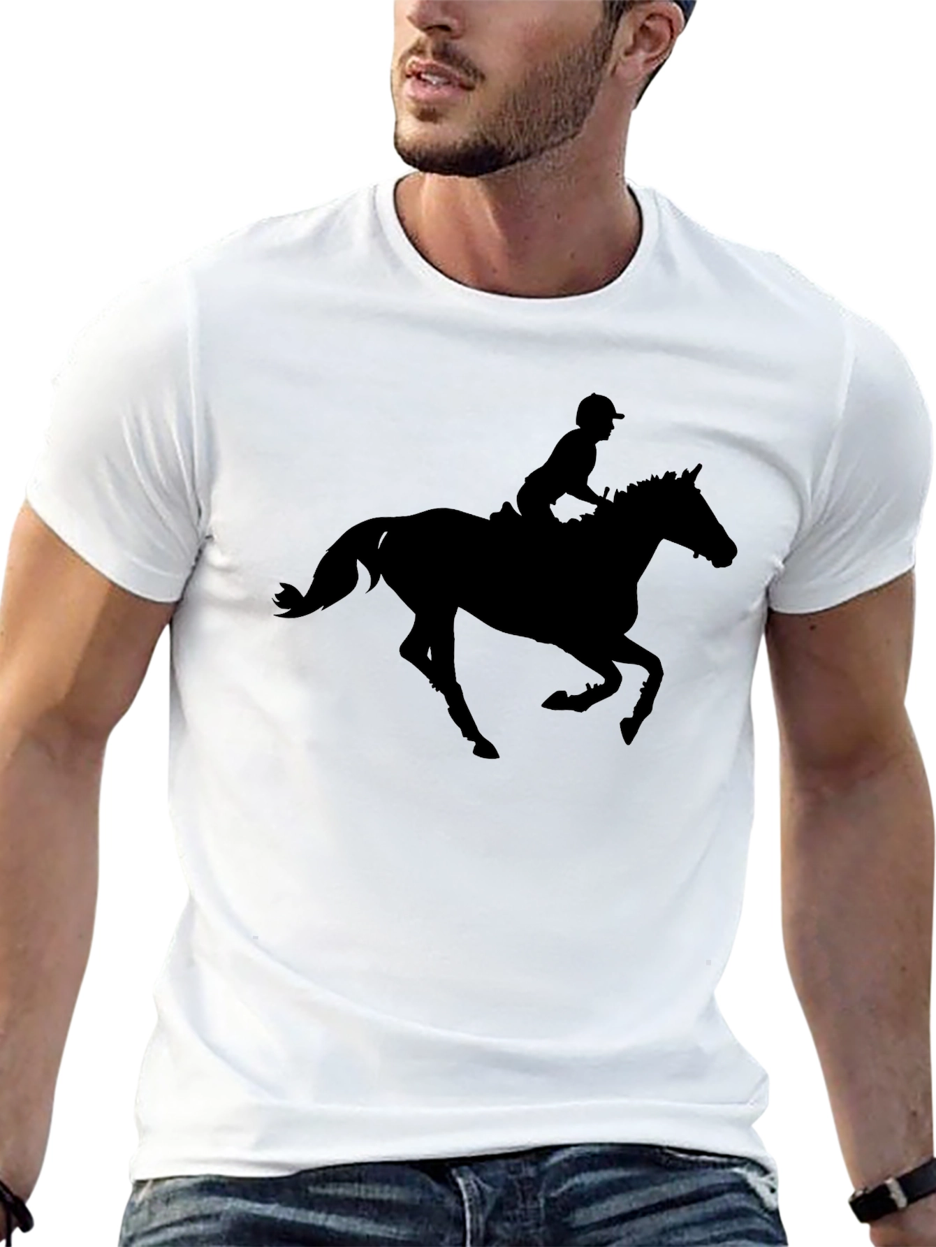 Black Equestrian Silhouette Graphic Tee - Black Cotton Comfort view 13
