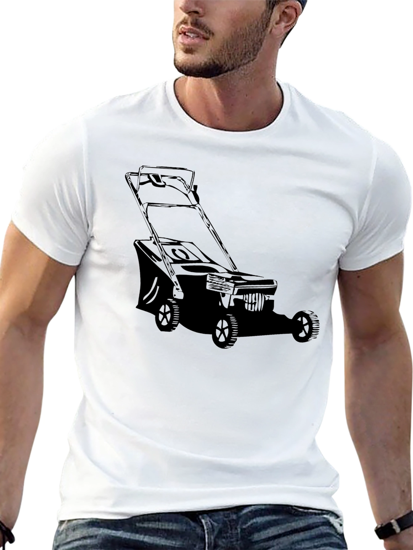 Black Lawnmower Graphic Tee - Black Cotton Blend Shirt view 13