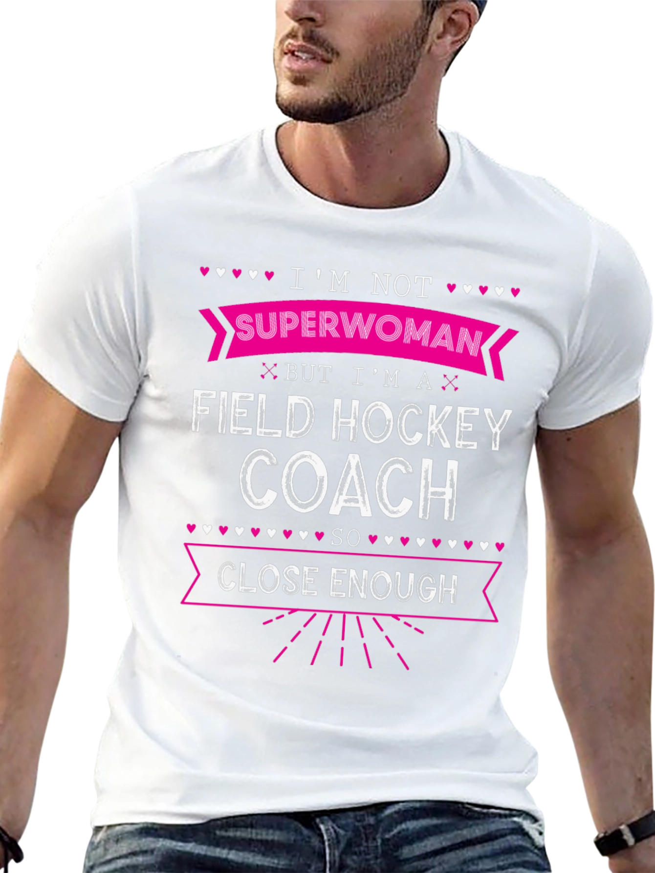 Black Field Hockey Coach T-Shirt - Superwoman Close Enough view 13
