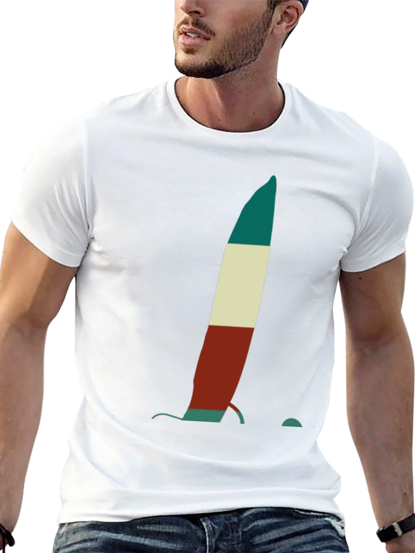 Black Abstract Sailboat Tee - Black Cotton Graphic T-Shirt view 13