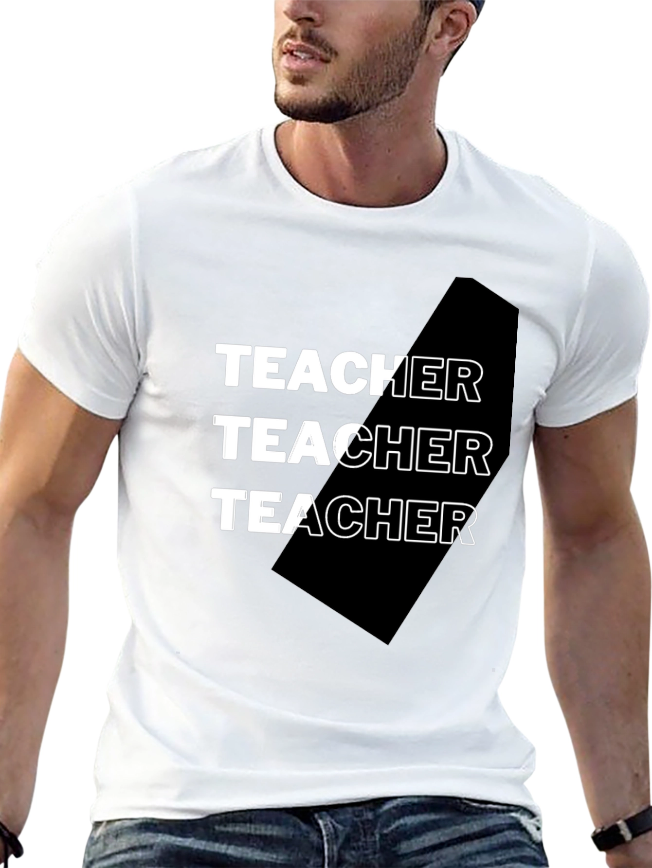 Black Teacher Graphic Tee - Black Cotton Blend T-Shirt view 13