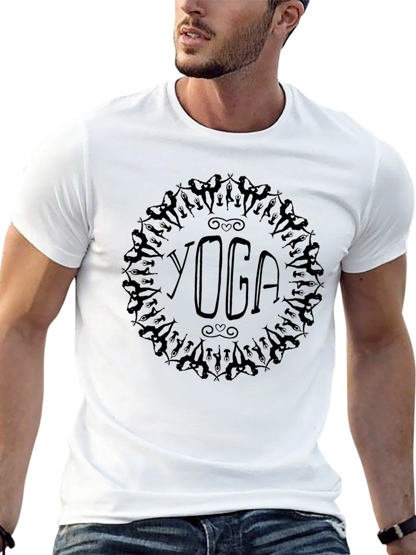Black Yoga Graphic Tee - Black Cotton Blend view 13