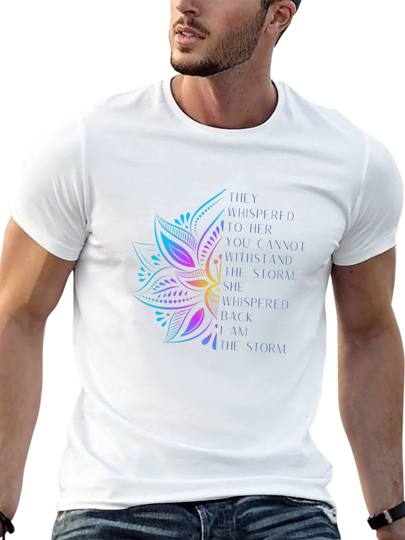 Black I Am The Storm T-Shirt - Inspirational Lotus Design view 13