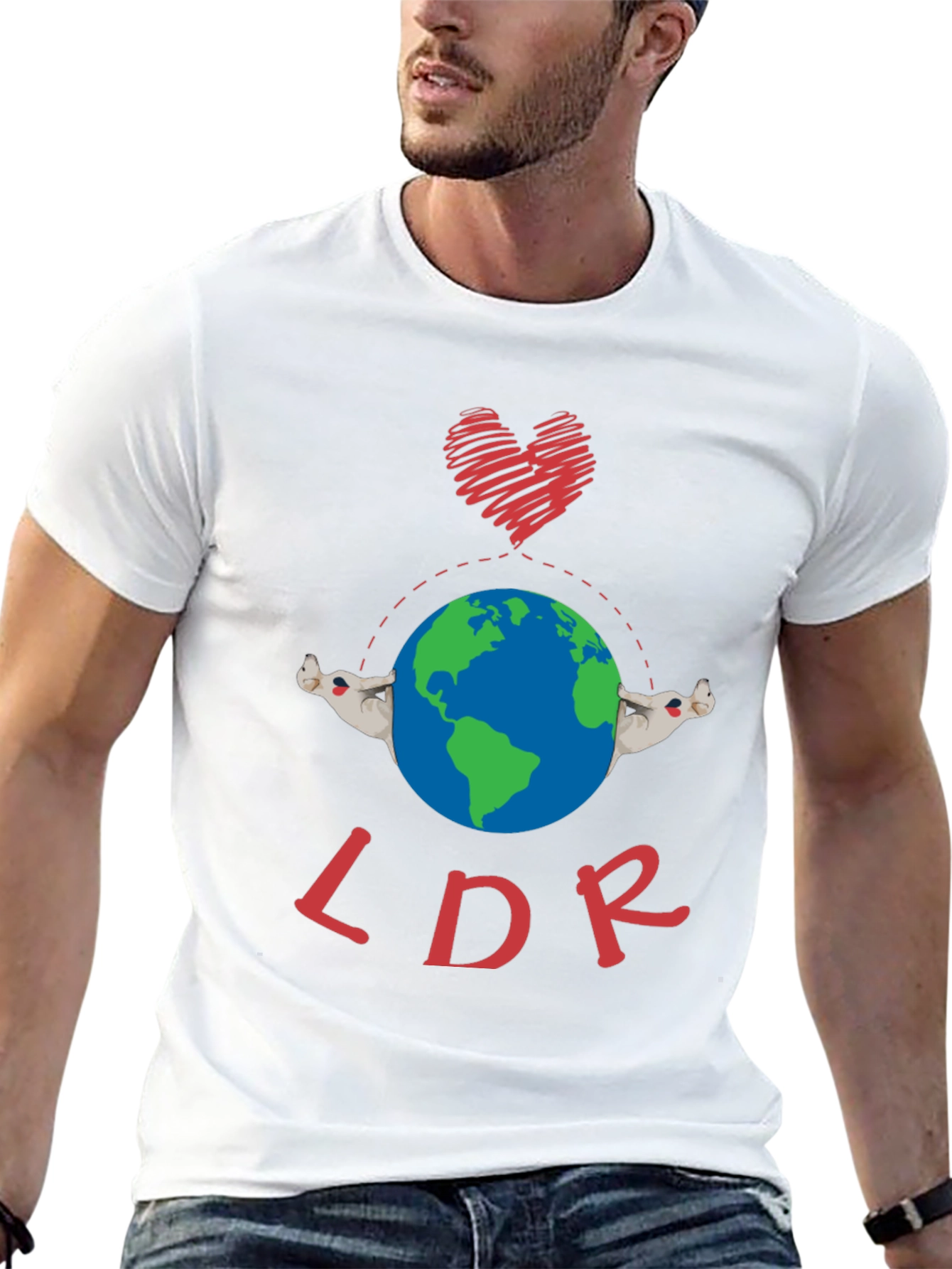 Black LDR Heart & Globe Graphic T-Shirt view 13
