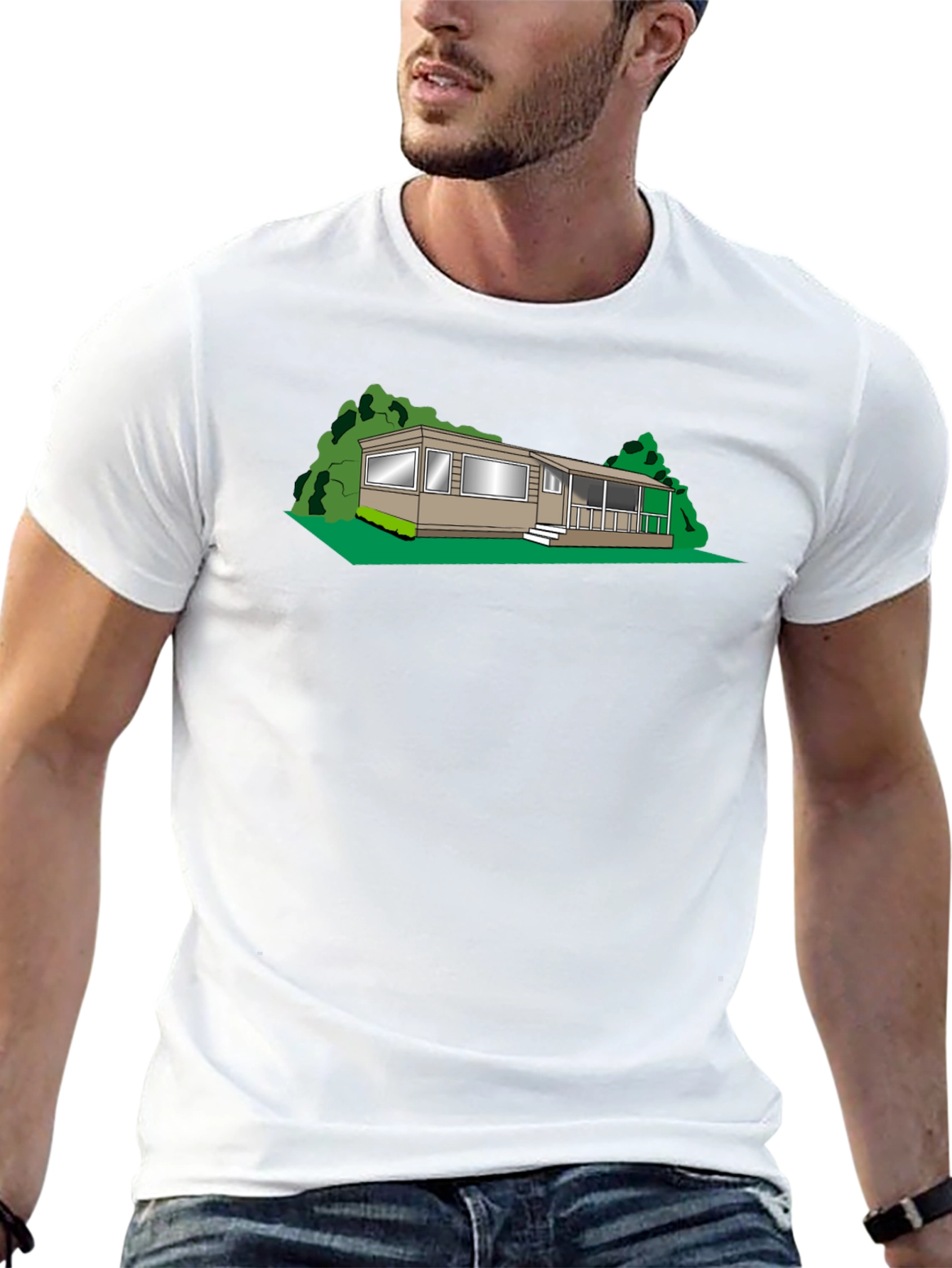 Black Mobile Home Graphic Tee - Novelty T-Shirt view 13