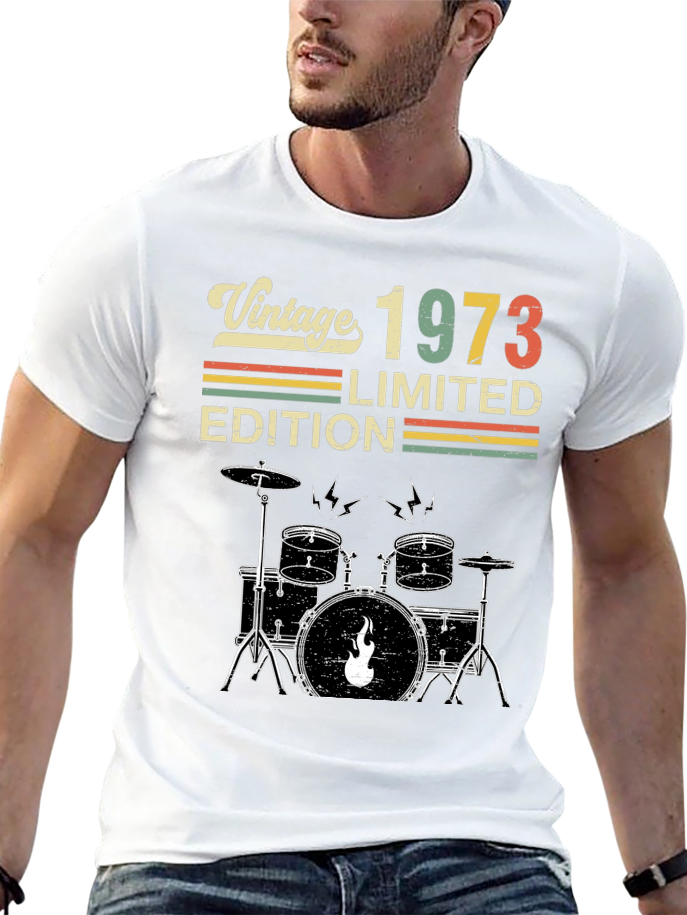 Black Vintage 1973 Limited Edition Drum Set Graphic Tee view 13