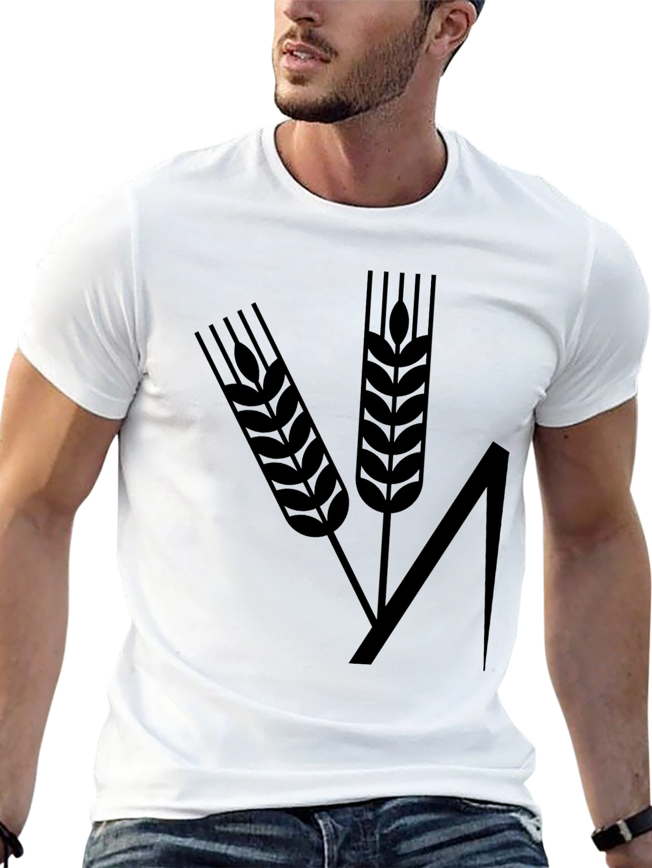Black Wheat Design Black T-Shirt view 13