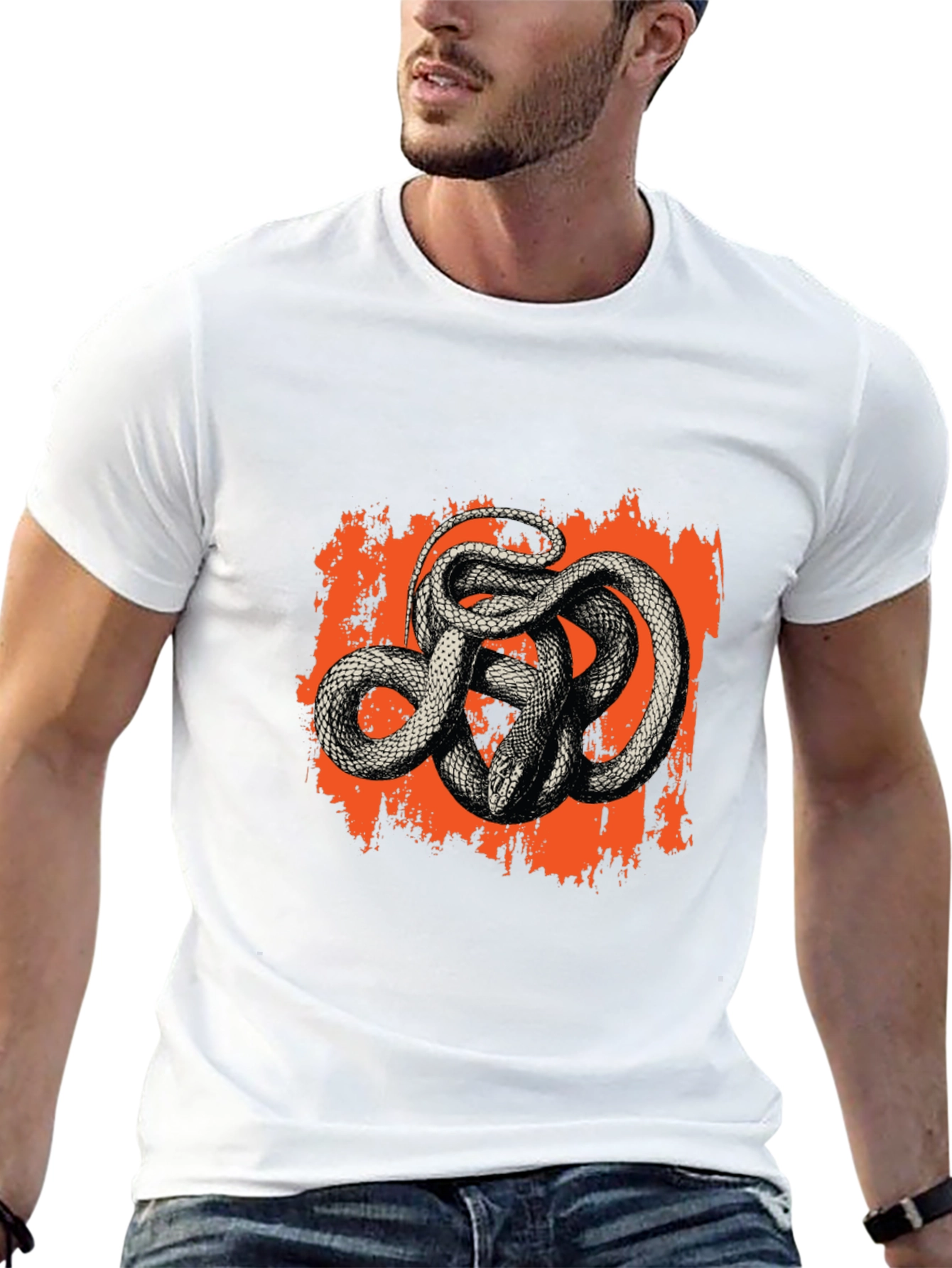 Black Men's Black Snake Graphic Tee view 13