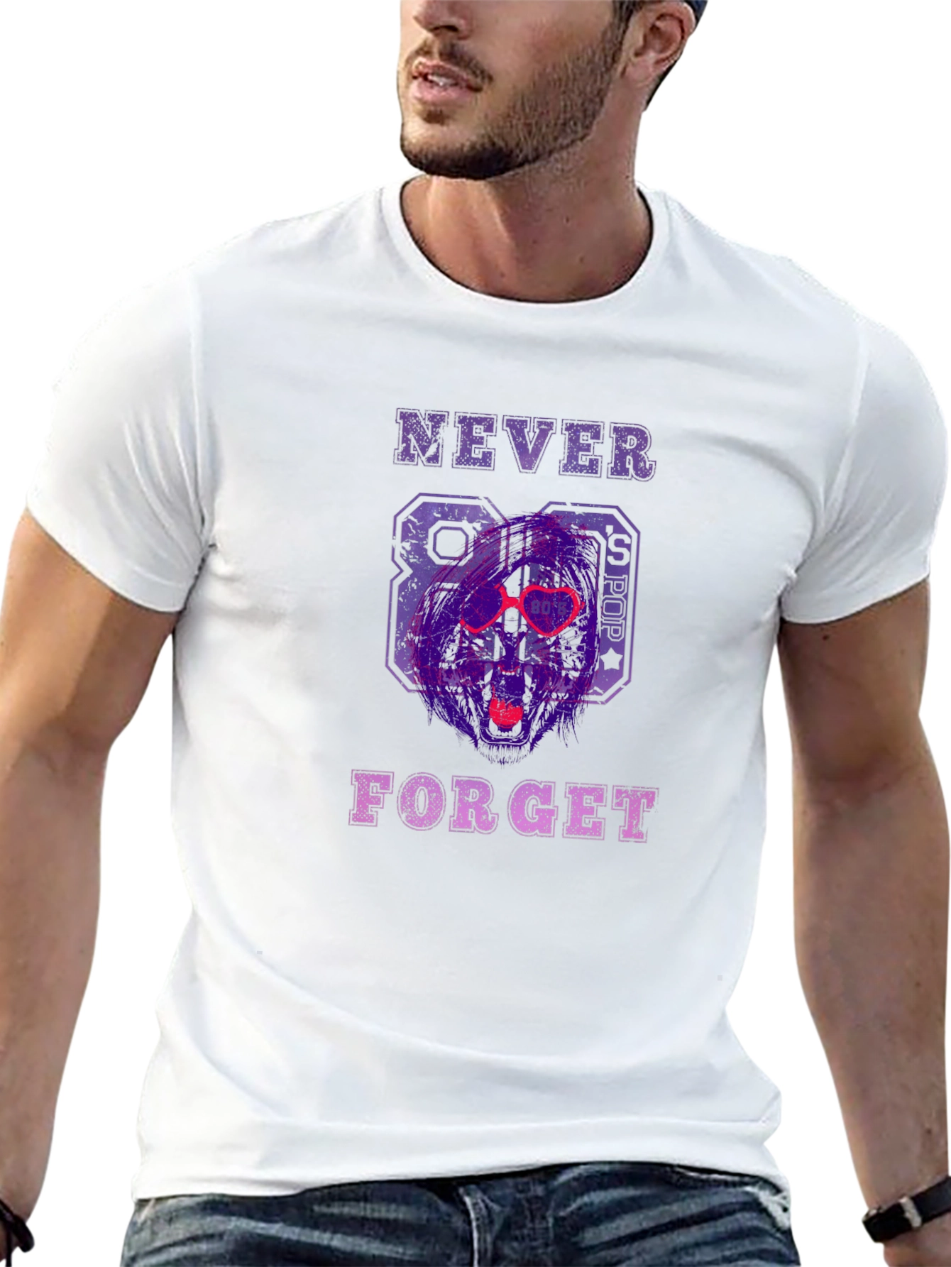 Black Retro 80s Pop Graphic Tee - Never Forget T-Shirt view 13