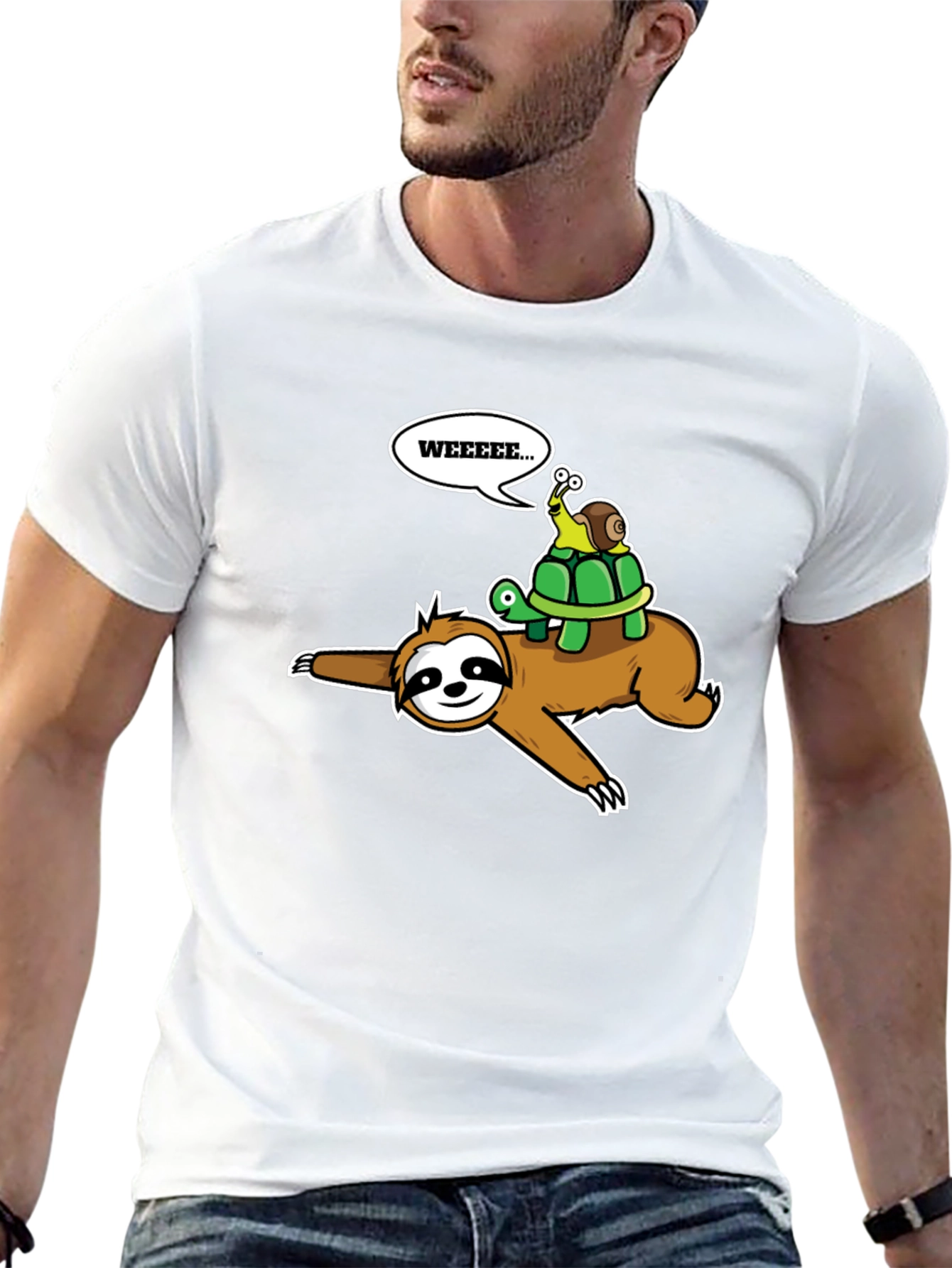 Black Sloth, Turtle & Snail Tee - 'WEEEEE...' Humor! view 13
