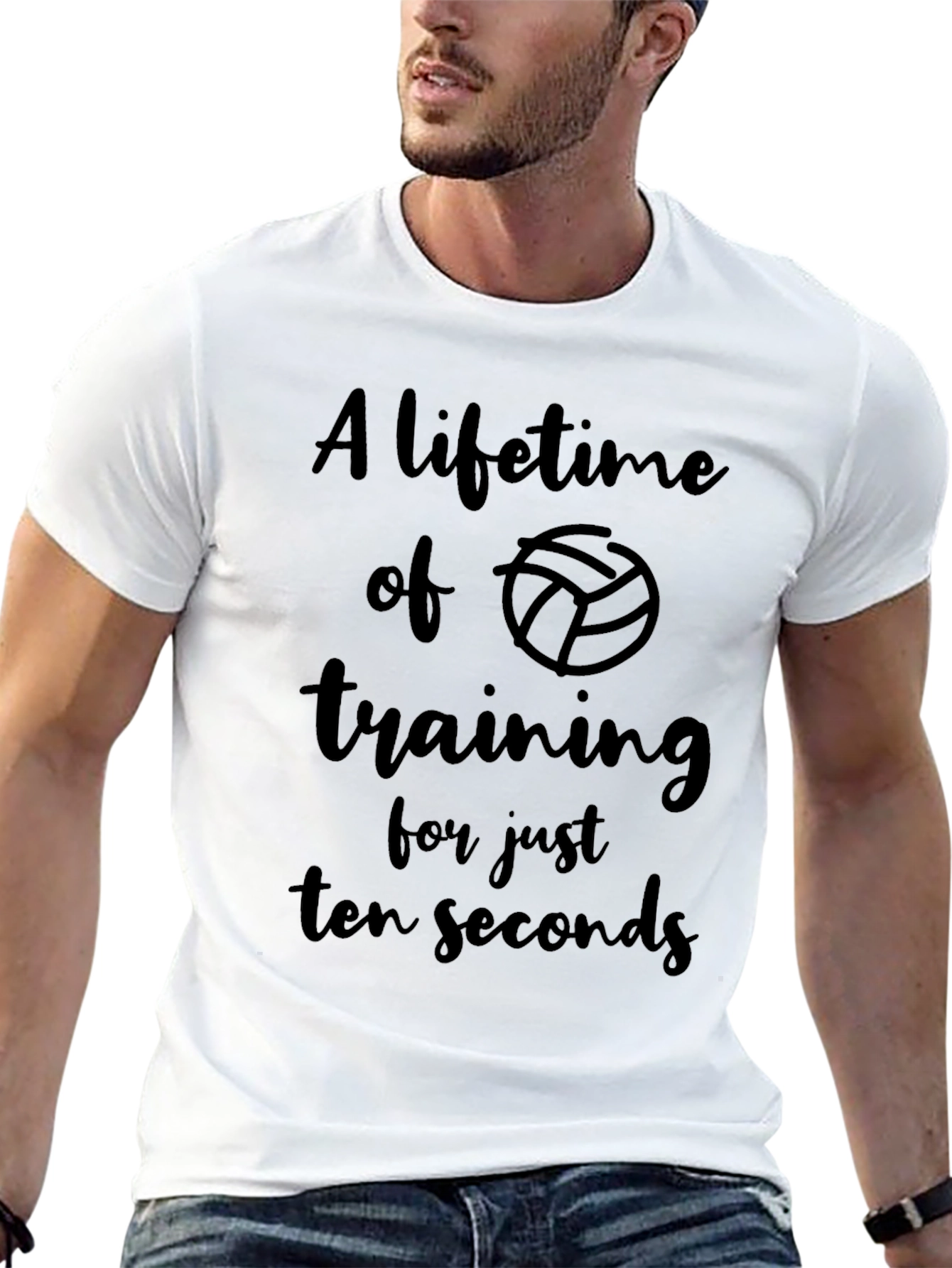 Black Volleyball Training T-Shirt - Lifetime of Ten Seconds view 13