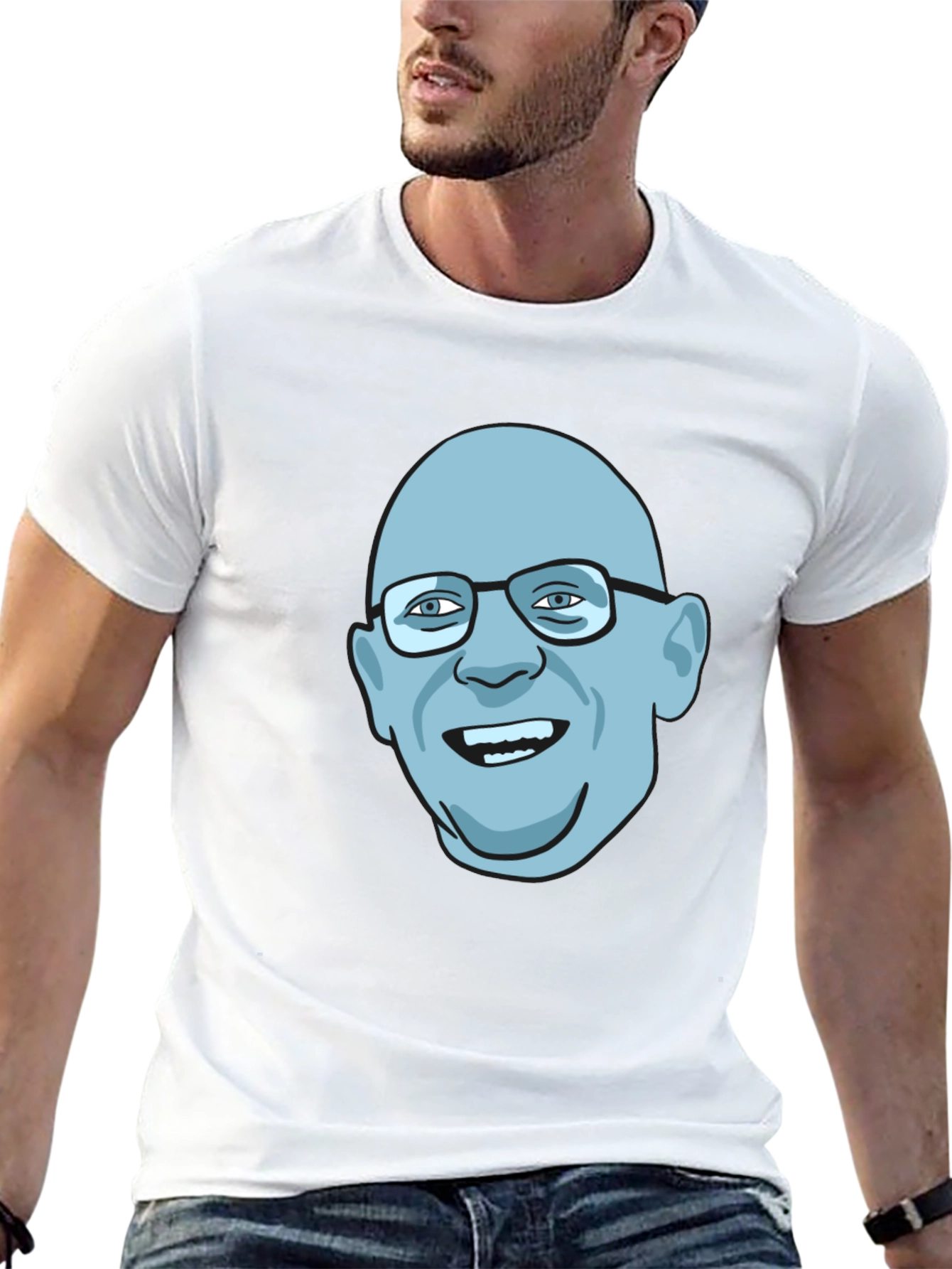 Black Bald Guy Graphic Tee - Unique Design view 13