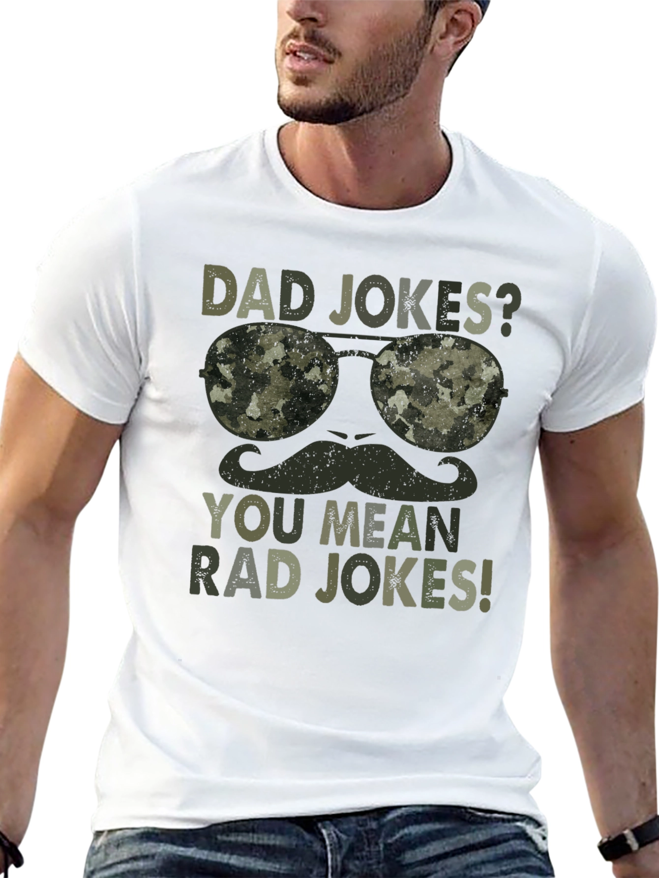 Black Dad Jokes? Rad Jokes! Camo Graphic T-Shirt view 13