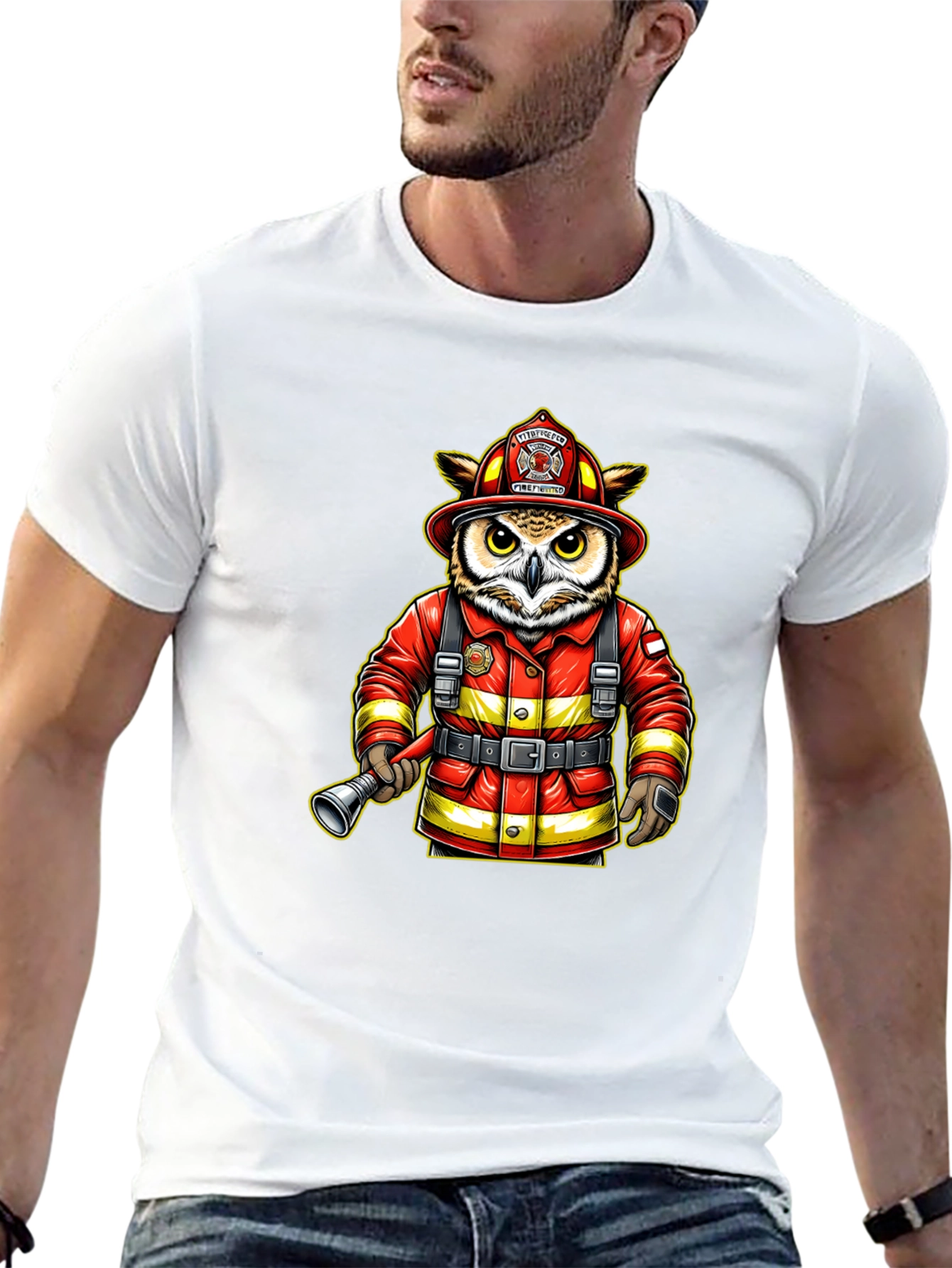 Black Owl Firefighter T-Shirt view 13