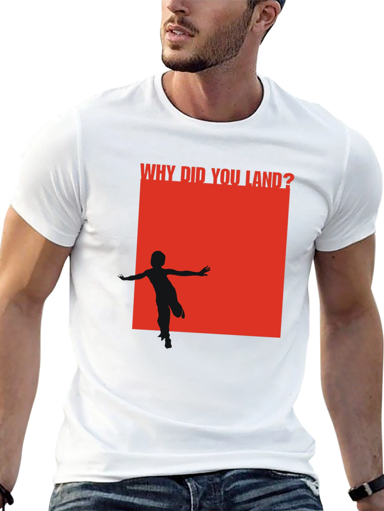 Black Why Did You Land? Graphic T-Shirt view 13