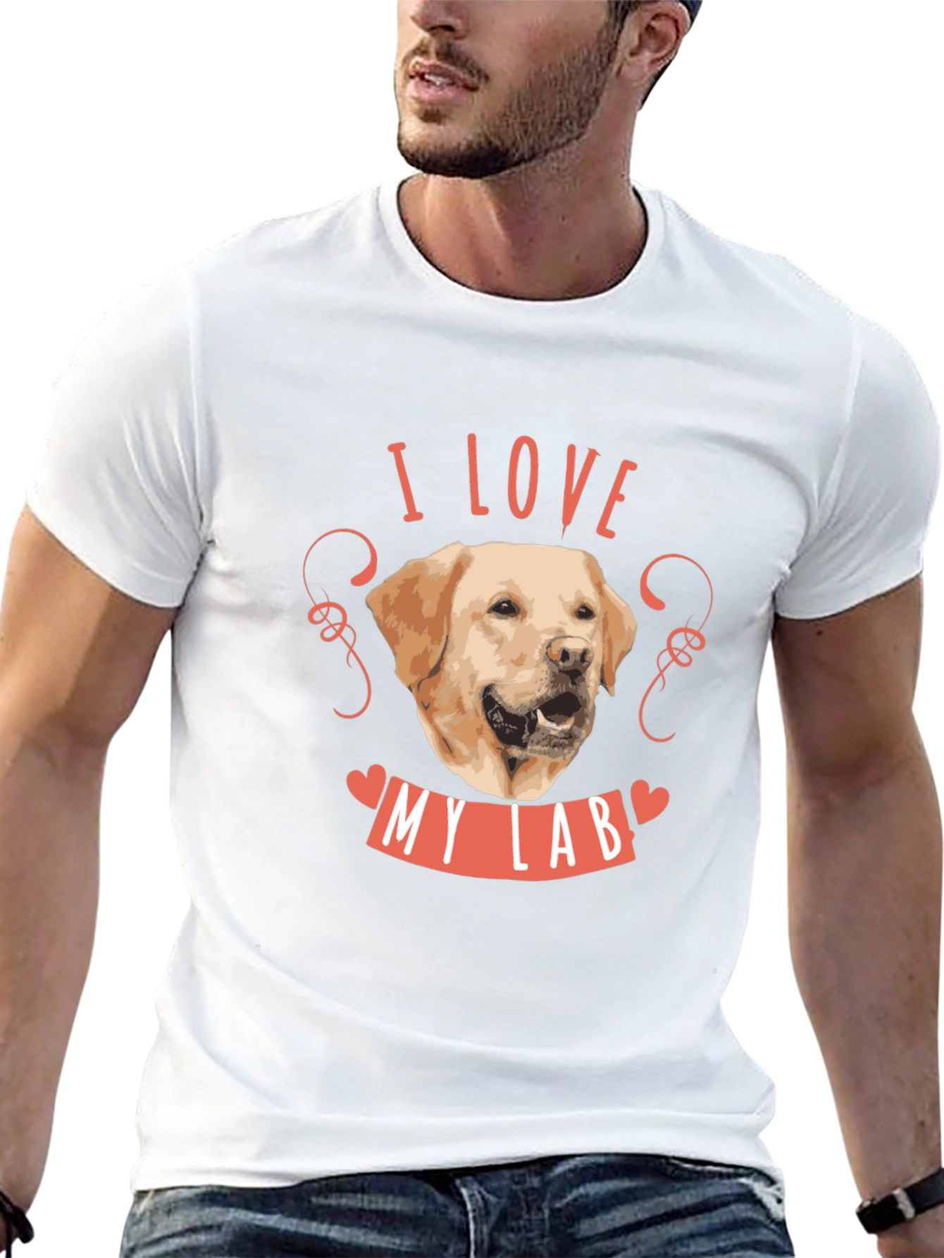 Black I Love My Lab Dog T-Shirt - Black Cotton Tee view 13