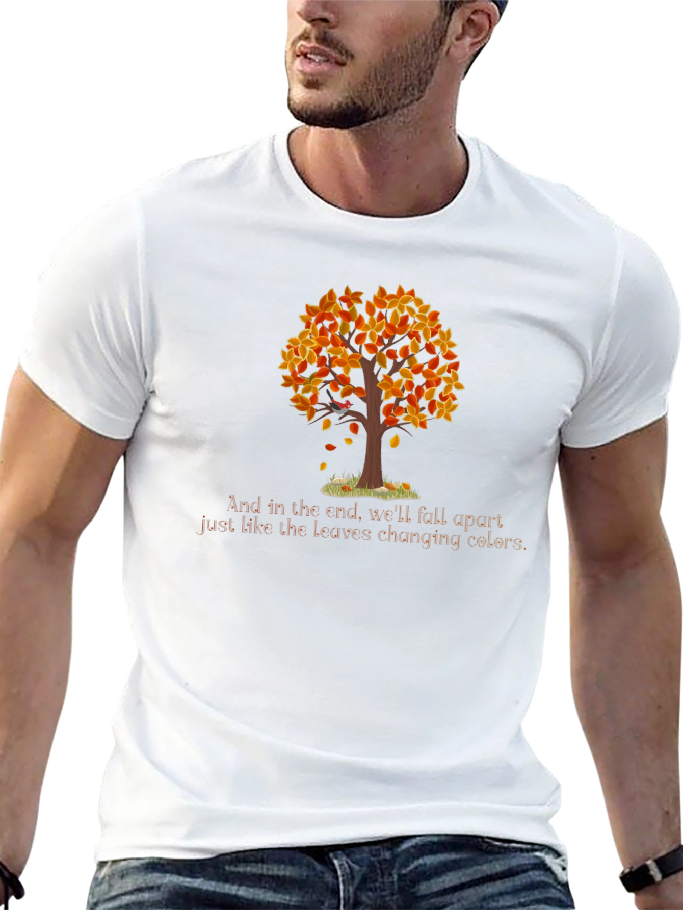 Black Fall Tree T-Shirt - Changing Colors view 13