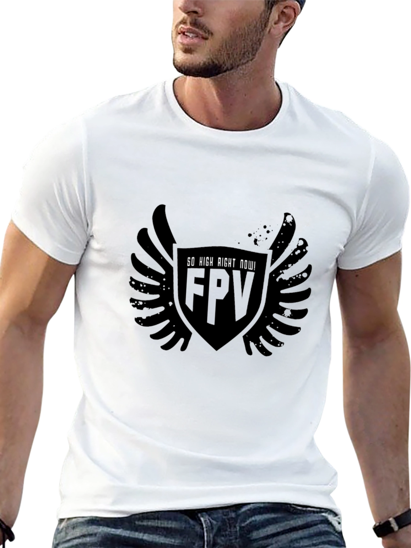 FPV Drone Pilot T-Shirt - "So High Right Now!" Black Tee - 13