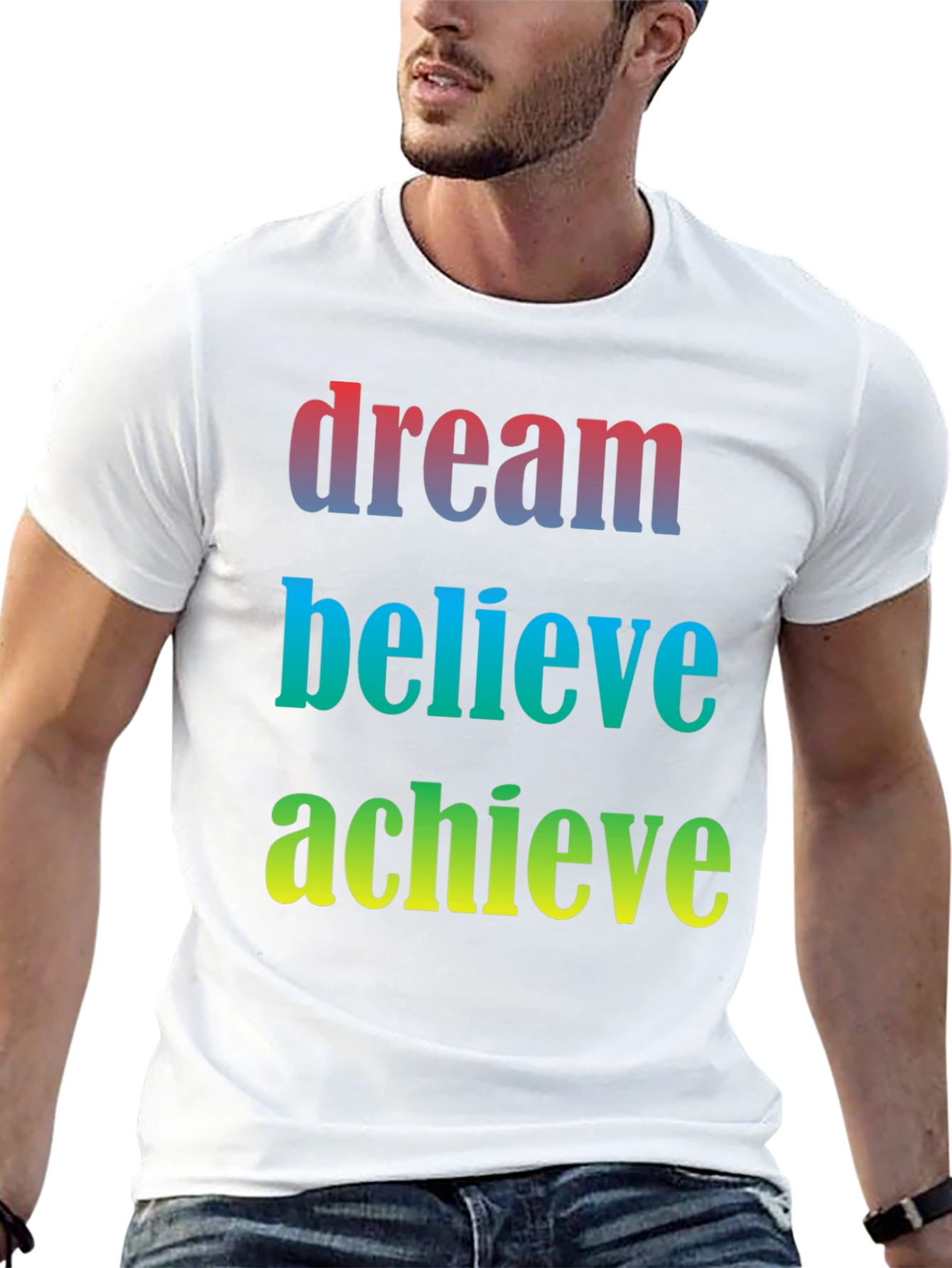 Black Dream Believe Achieve Men's Graphic T-Shirt view 13